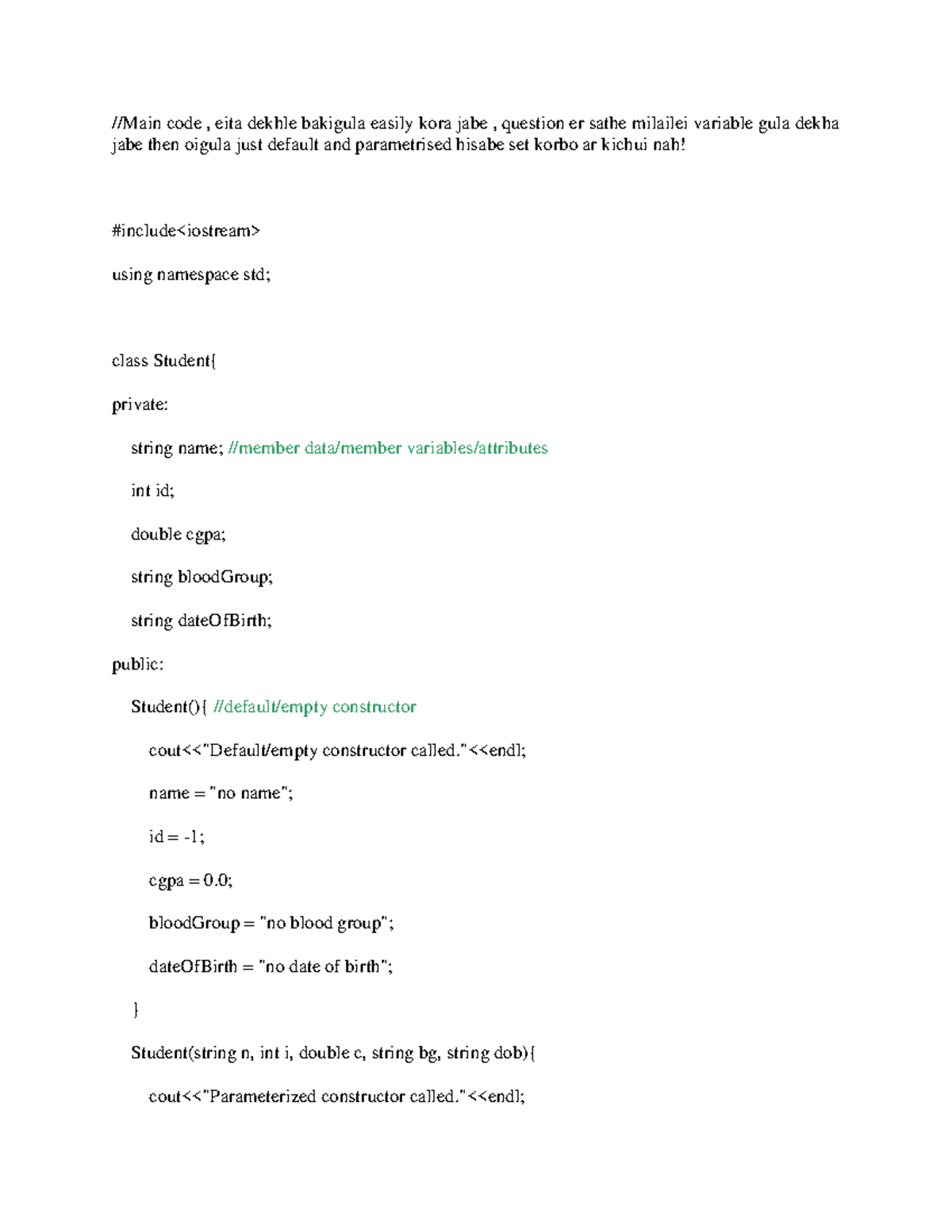 C++ Sample Code for Class and Object Management - Studocu