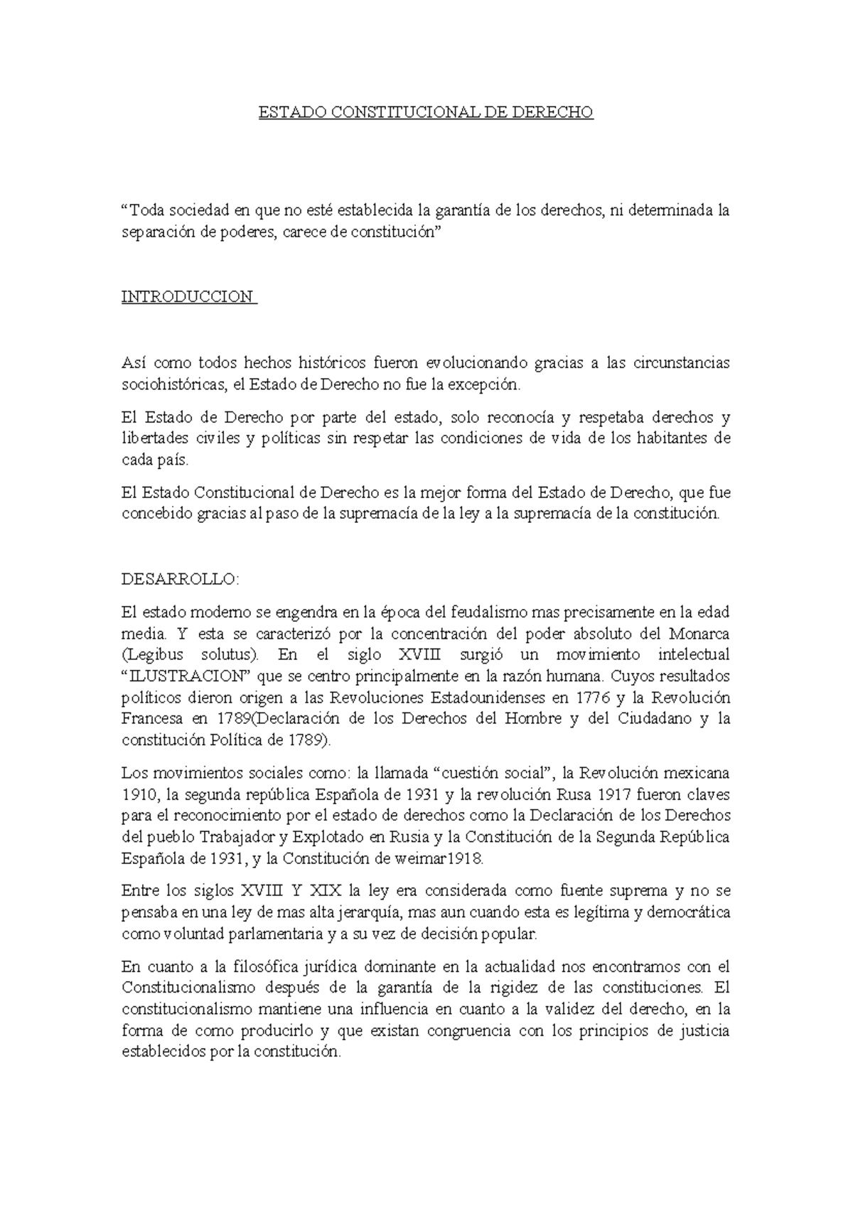 Ensayo sobre el Estado Constitucional de Derecho: Evolución y ...