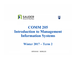 Comm205-notes - Midterm notes - CHAPTER 1: INFORMATION SYSTEMS (Class 1 ...
