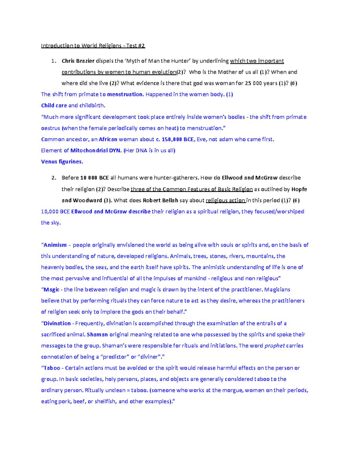 World Religions - Test 2 Overview and Key Concepts - Studocu