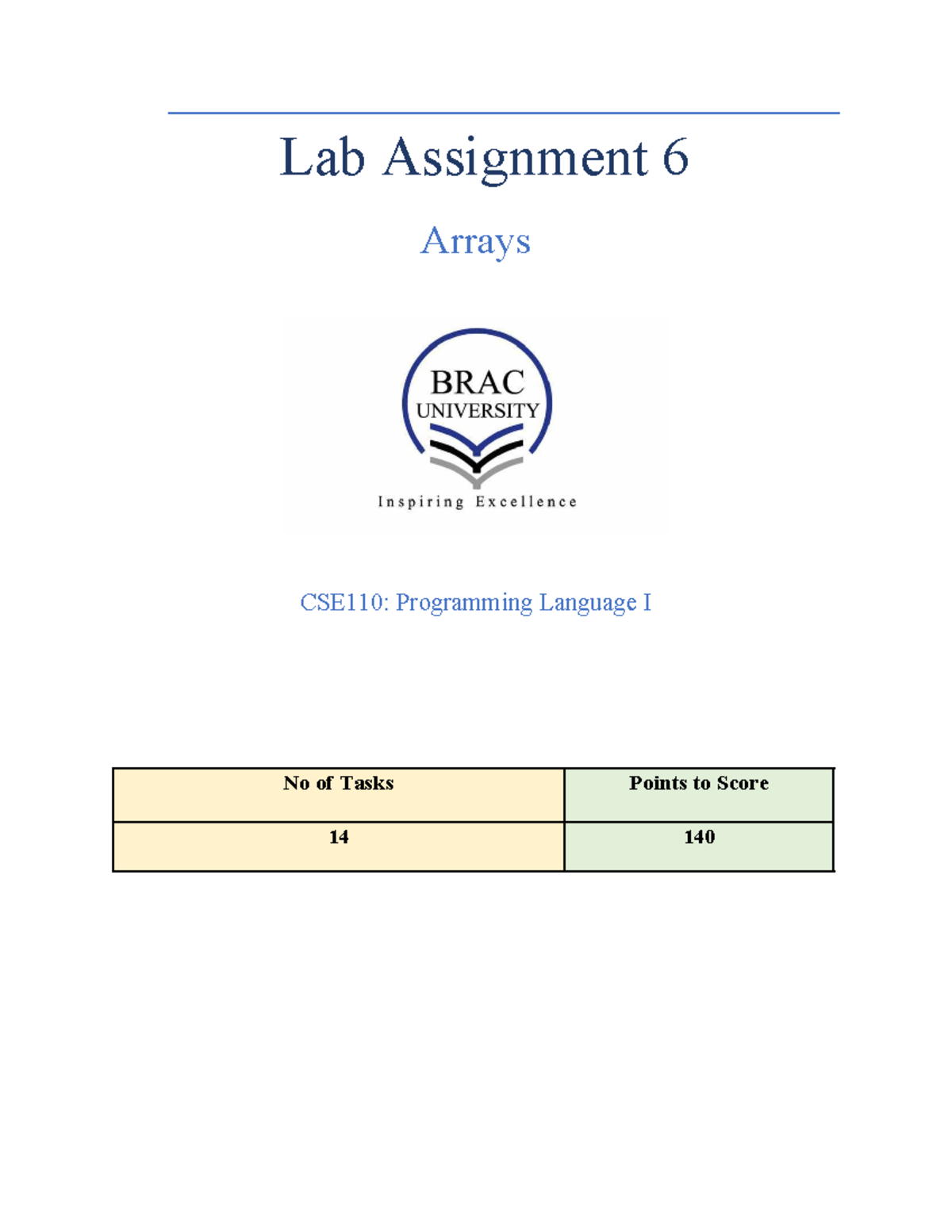 CSE110 Assignment 06 - Arrays Lab Task Solutions and Examples - Studocu