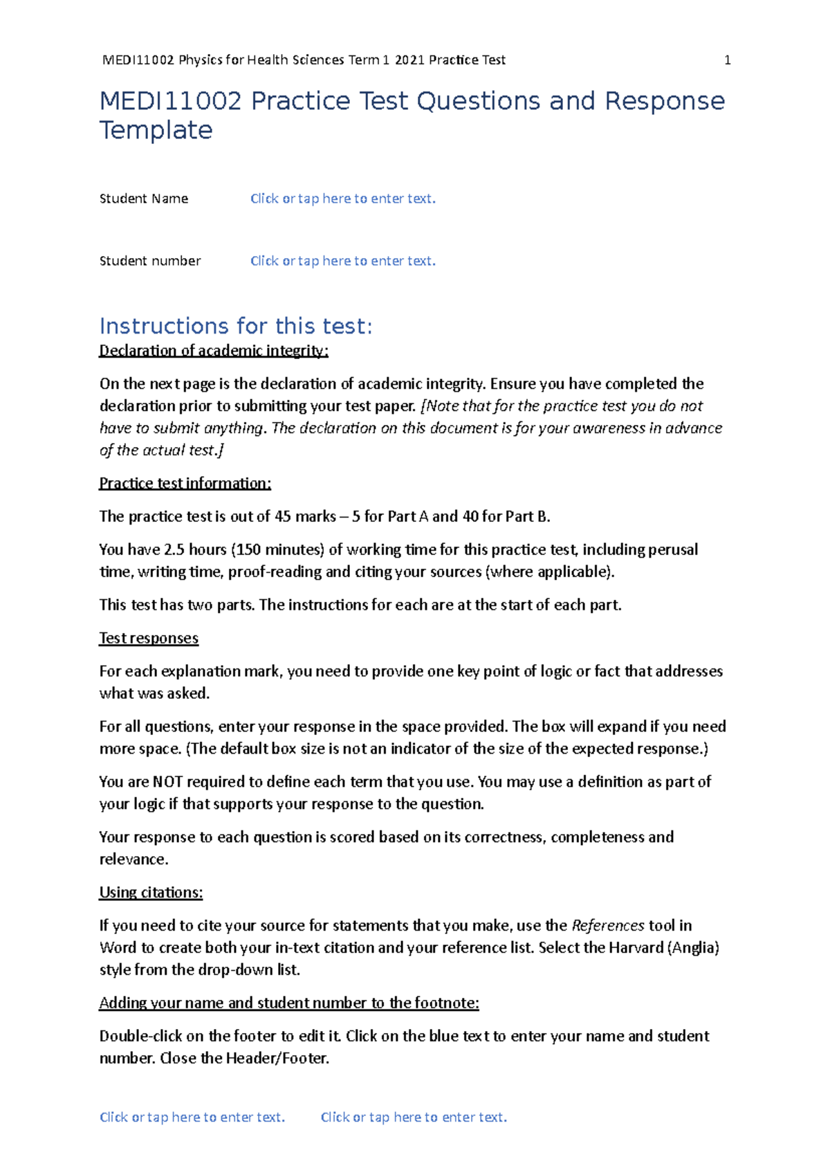 MEDI11002 Practice Test Questions and Response Template 2021 ...