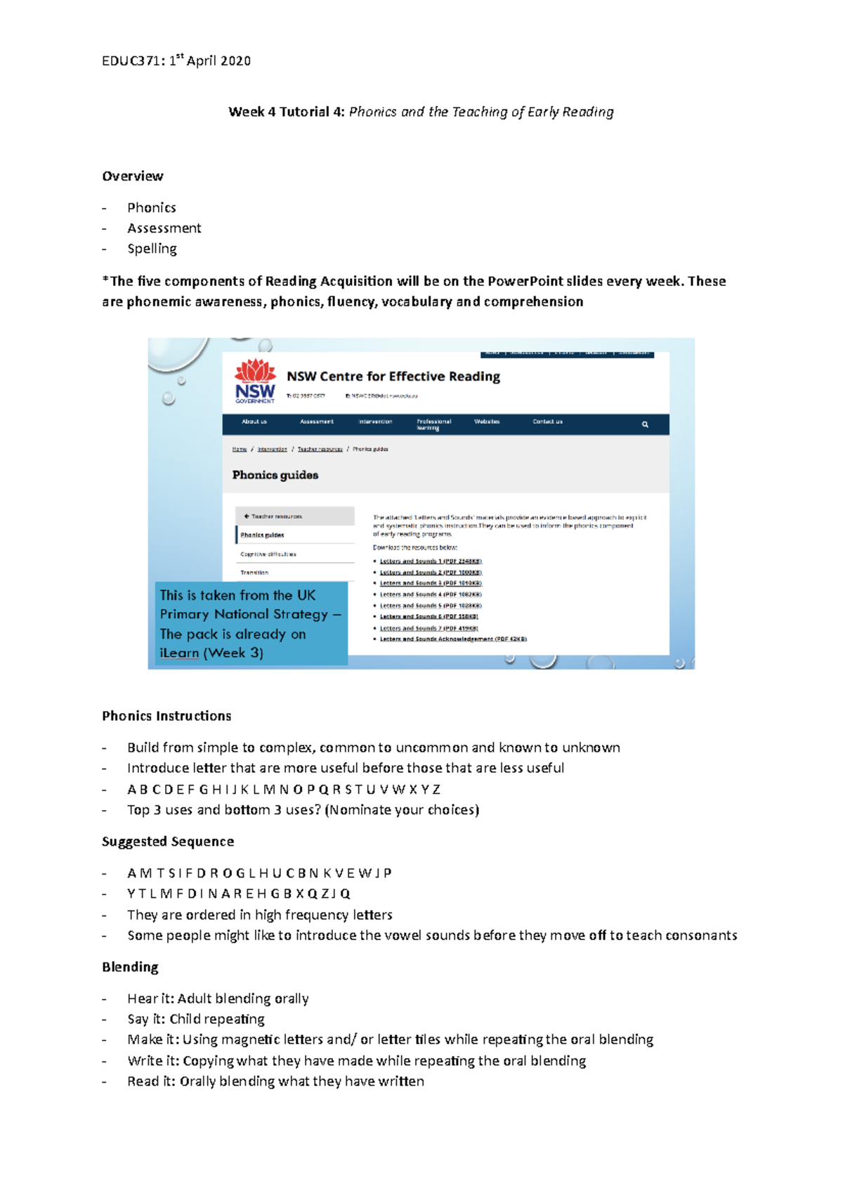 Week 4 Tutorial 4 - Detailed lecture notes with reference to in class ...