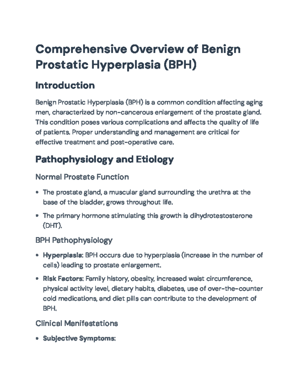 Comprehensive Overview of Benign Prostatic Hyperplasia (BPH) - NURS ...