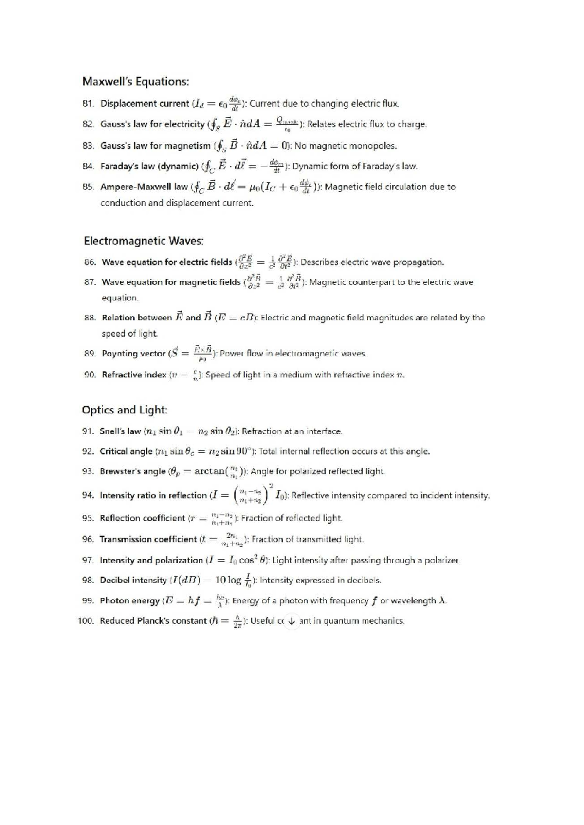 Formulas 81-100 Explained: Key Equations in Physics Concepts - Studeersnel