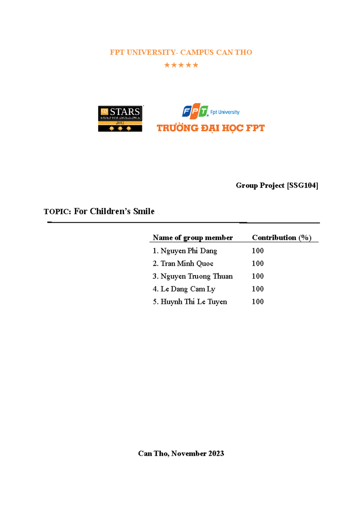 Group 1.GD1802 - ádvsfdbg - FPT UNIVERSITY- CAMPUS CAN THO ★★★★★ Group ...