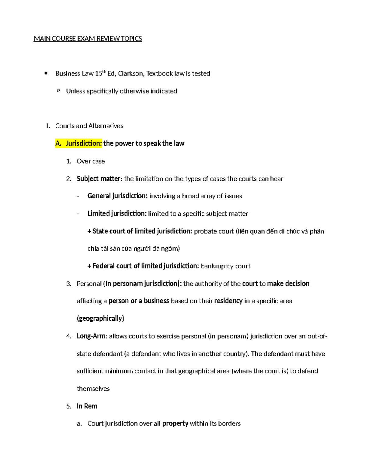 UEH ISB Business Law Final Exam Study Guide and Outline - Studocu