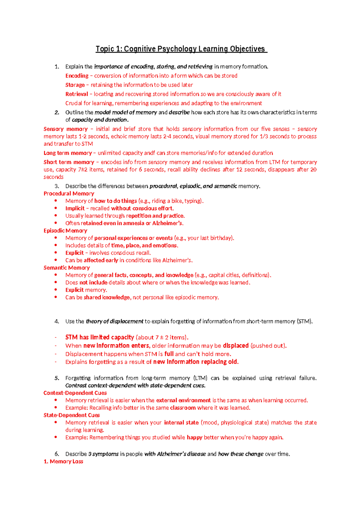 Cognitive, Forensic & Lifespan Psychology Exam Revision (2025) - Studocu