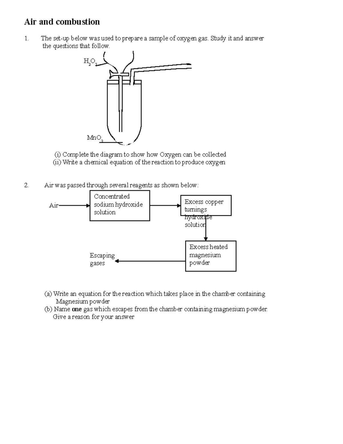 Air and Combustion Study Guide: Key Concepts and Reactions - Studocu