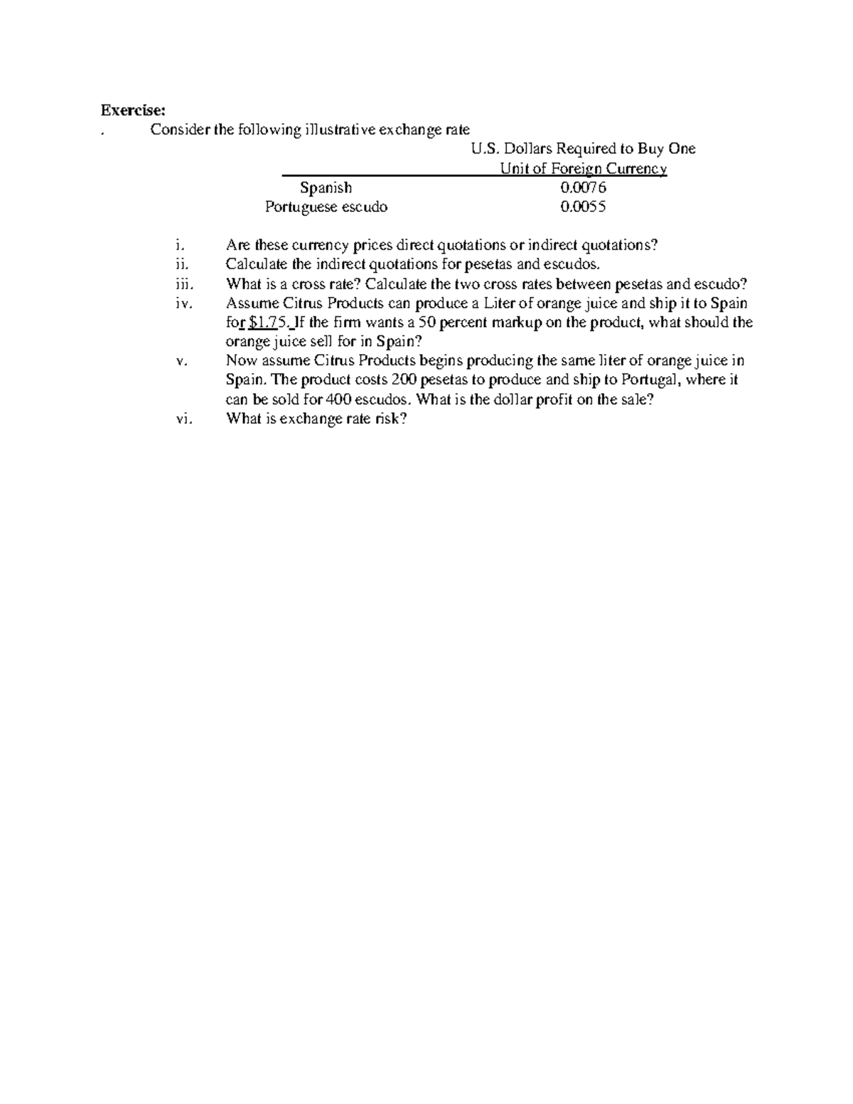 Exchange Rate Problem: Direct & Indirect Quotations Analysis - Studocu