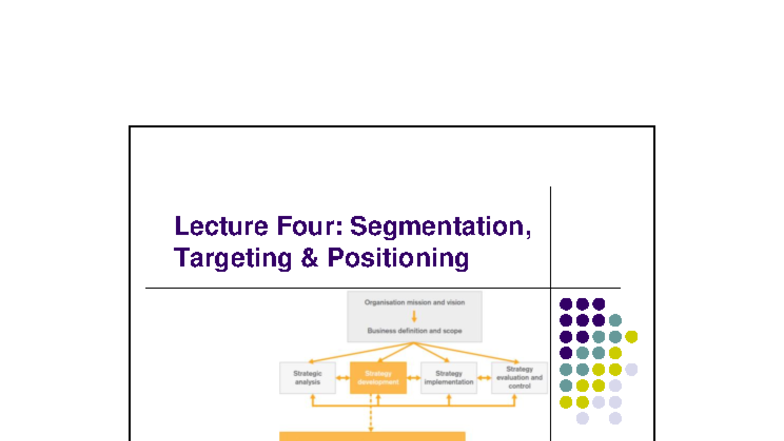 Lecture 4: STP in Strategic Marketing - Key Concepts & Strategies - Studocu