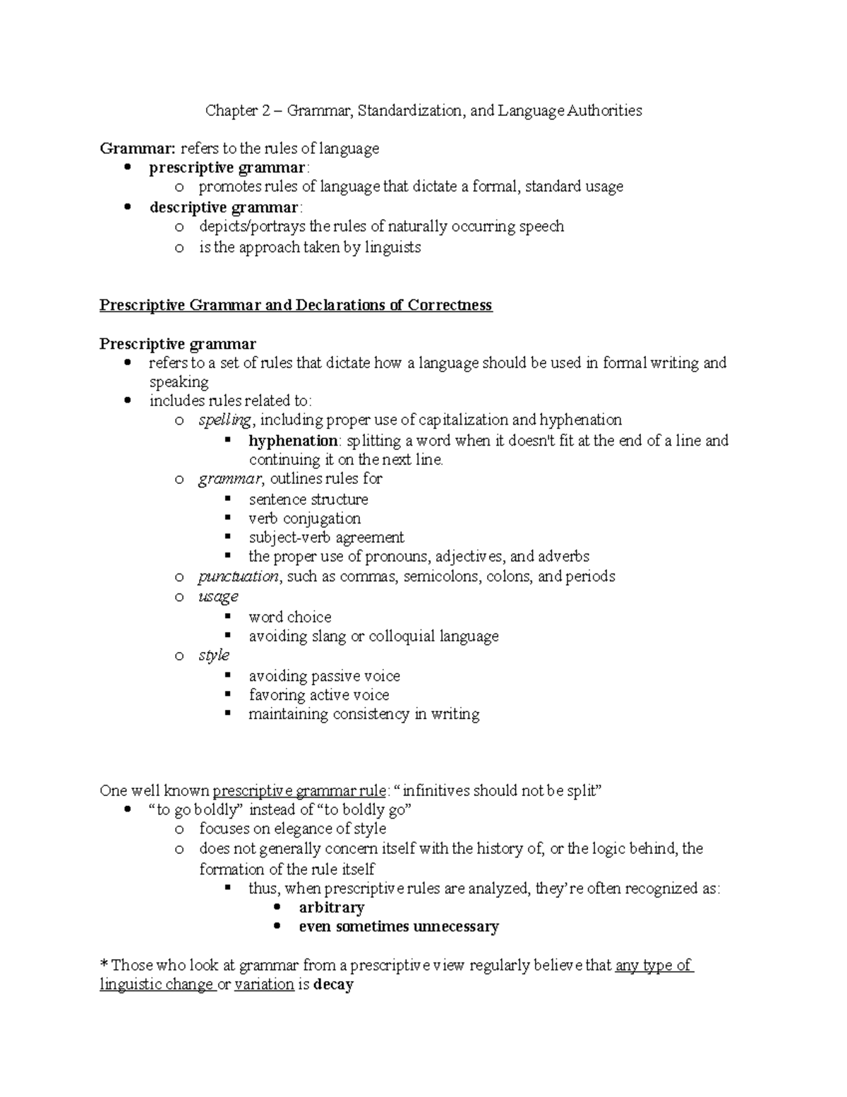 Chapter 2: Grammar, Standardization, and Language Authorities (Lecture ...
