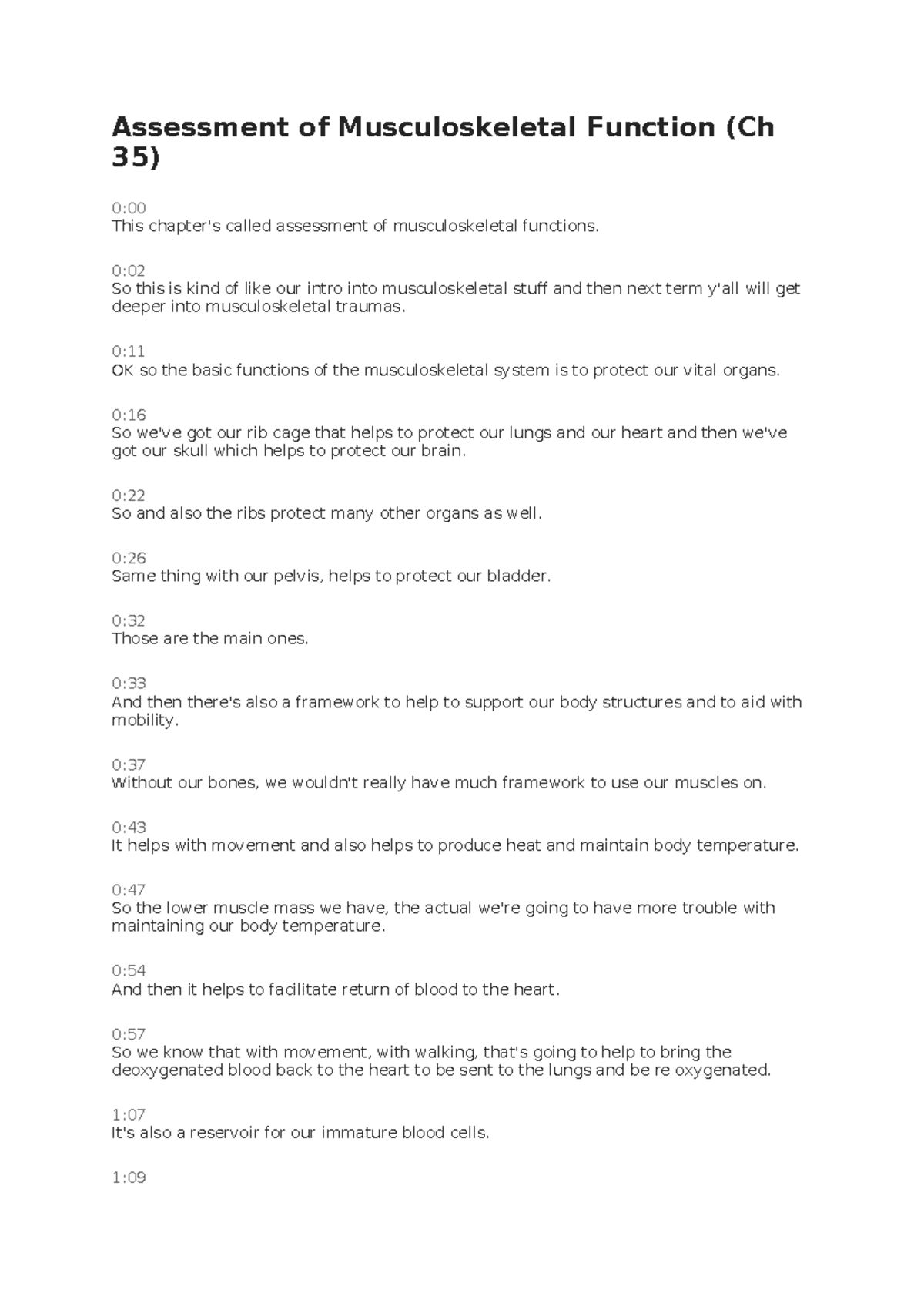 Assessment of Musculoskeletal Function - Lecture Notes (Ch 35) - Studocu