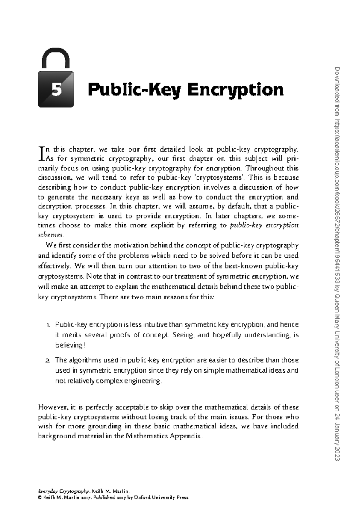 Chapter-5 - Chapter of book - 5 Public-Key Encryption I n this chapter ...