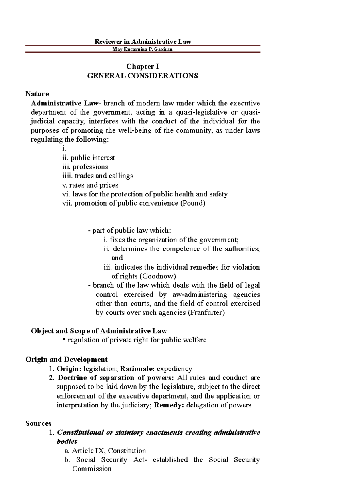 Admin Law (Admin 101): Comprehensive Reviewer for Key Concepts - Studocu
