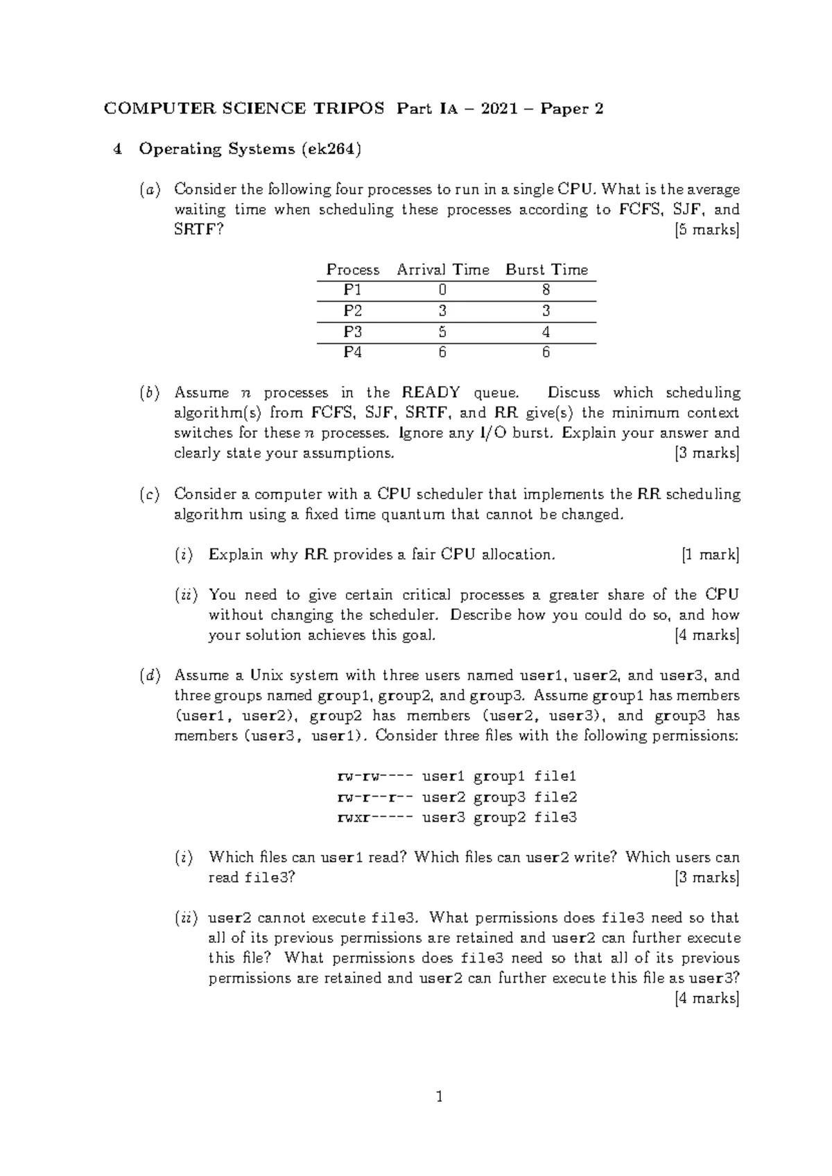 LI Operating Systems & Systems Programming Exam Paper 2023-24 - Studocu