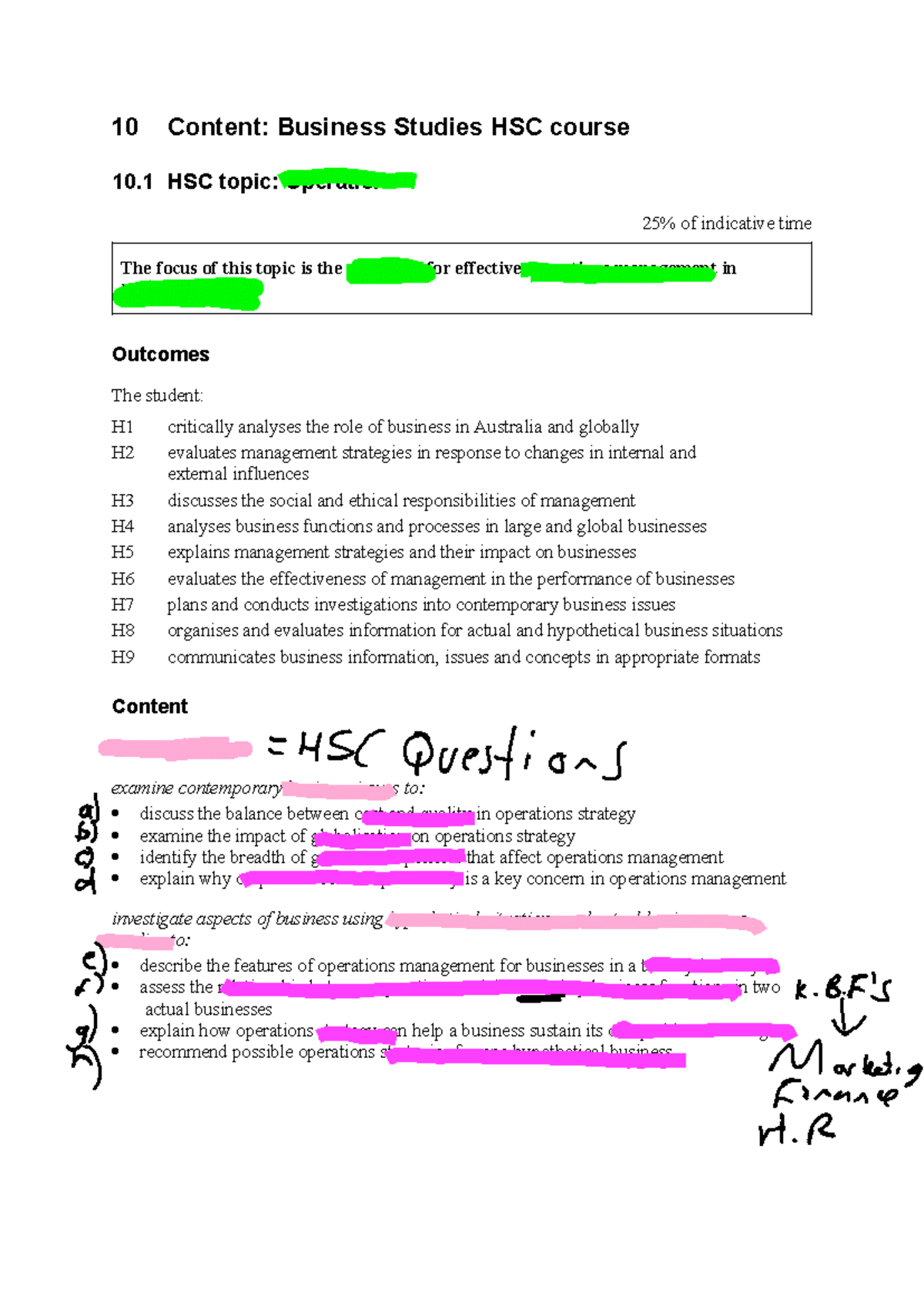 HSC Business Studies 10: Operations Management Strategies Syllabus ...