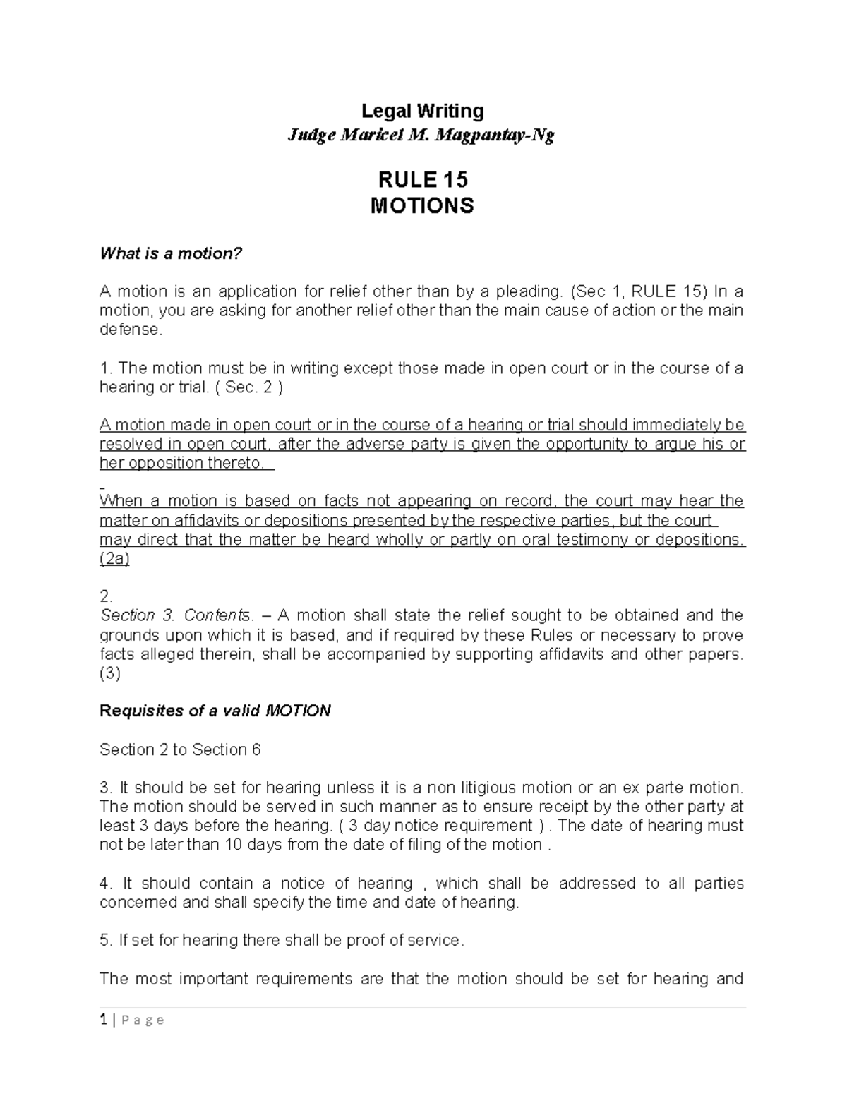 Legal Writing: Understanding Rule 15 Motions and Their Requirements ...