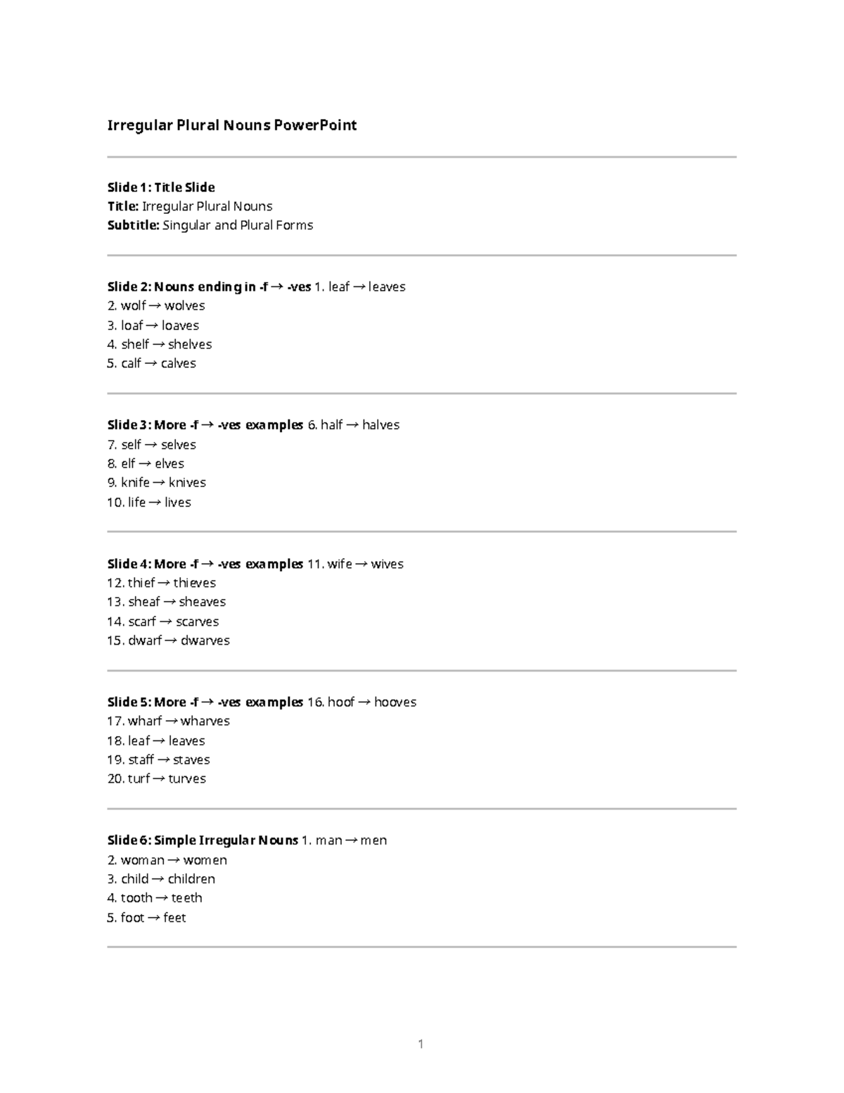 Irregular Plural Nouns (ENG101) - PowerPoint Presentation - Studocu