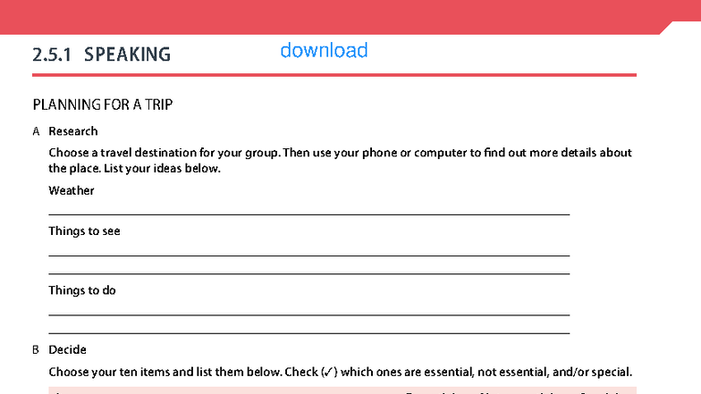 Evolve Digital Level 3 Worksheets 2.5 - PLANNING FOR A TRIP A Research ...