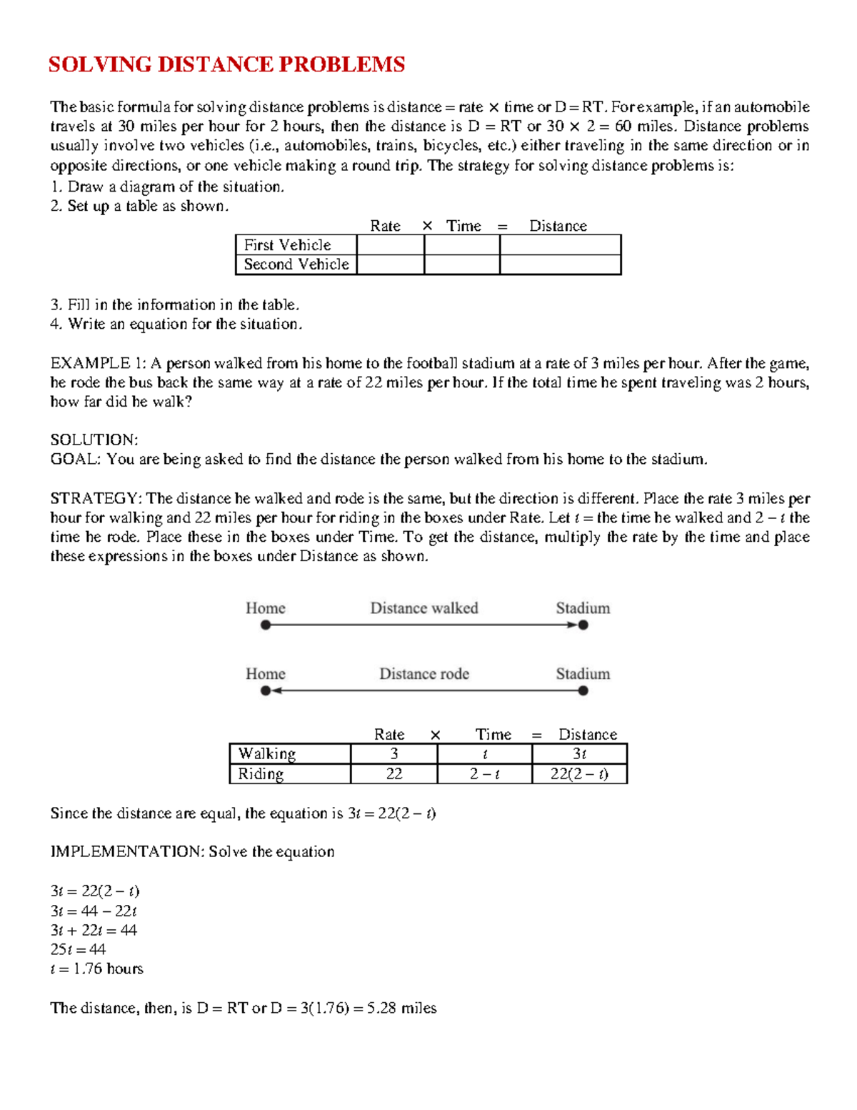 Distance Problems: Strategies and Examples for DRT Calculations - Studocu