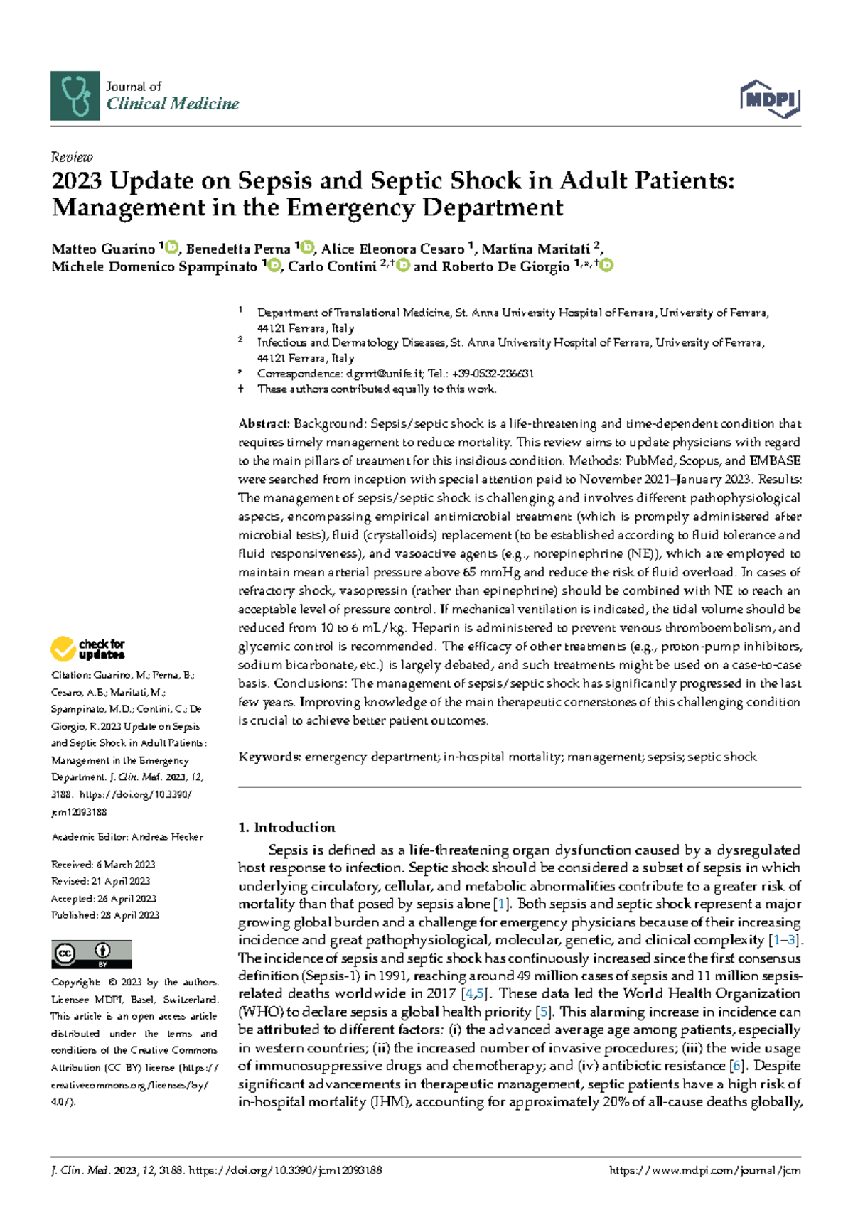 2023 Emergency Dept Guidelines for Sepsis & Septic Shock Management ...
