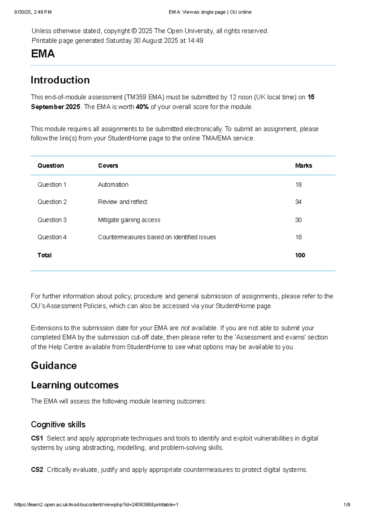TM359 EMA: Penetration Testing Assessment for PharmaXY Case Study - Studocu