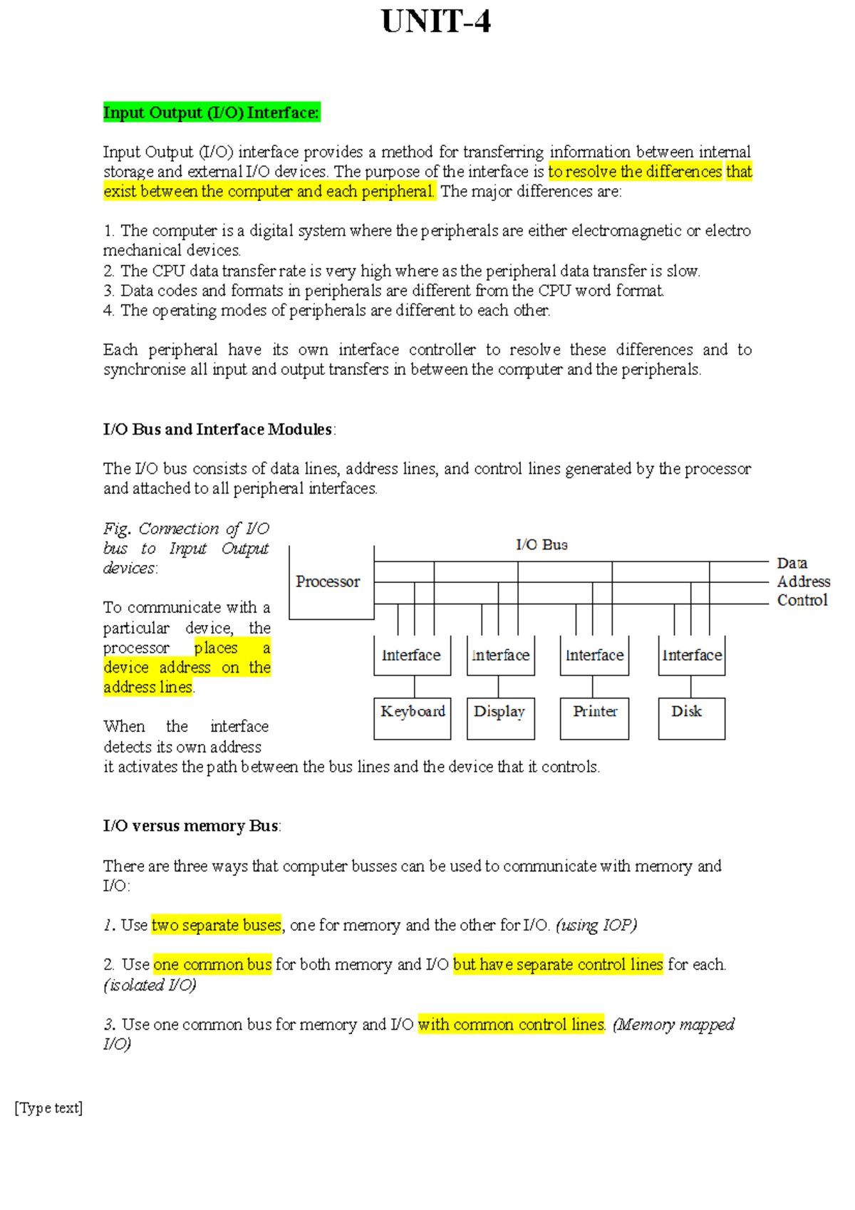 Computer organisation and architecture - Input Output (I/O) Interface ...