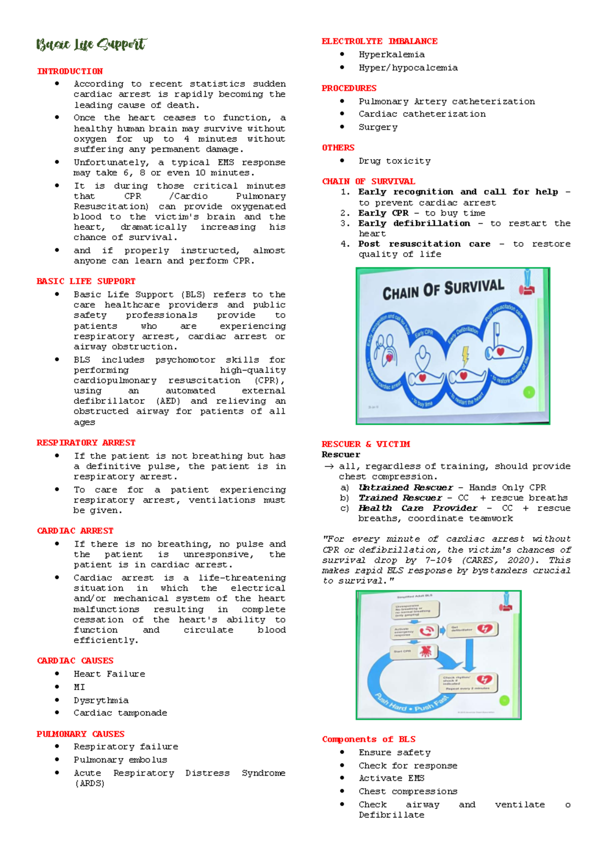 Basic Life Support (BLS) Overview and Procedures - Studocu