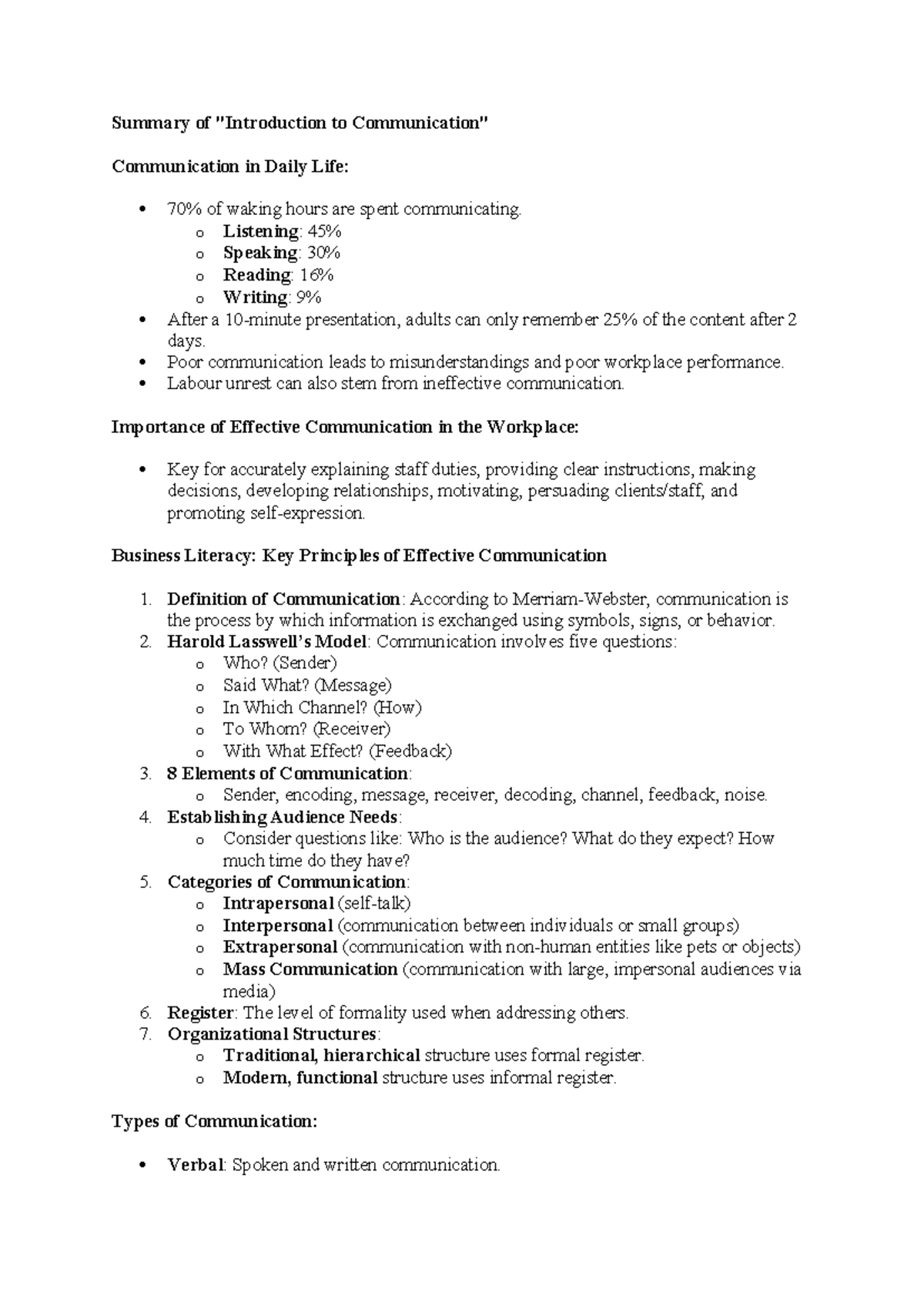Summary of - Notes - Summary of 