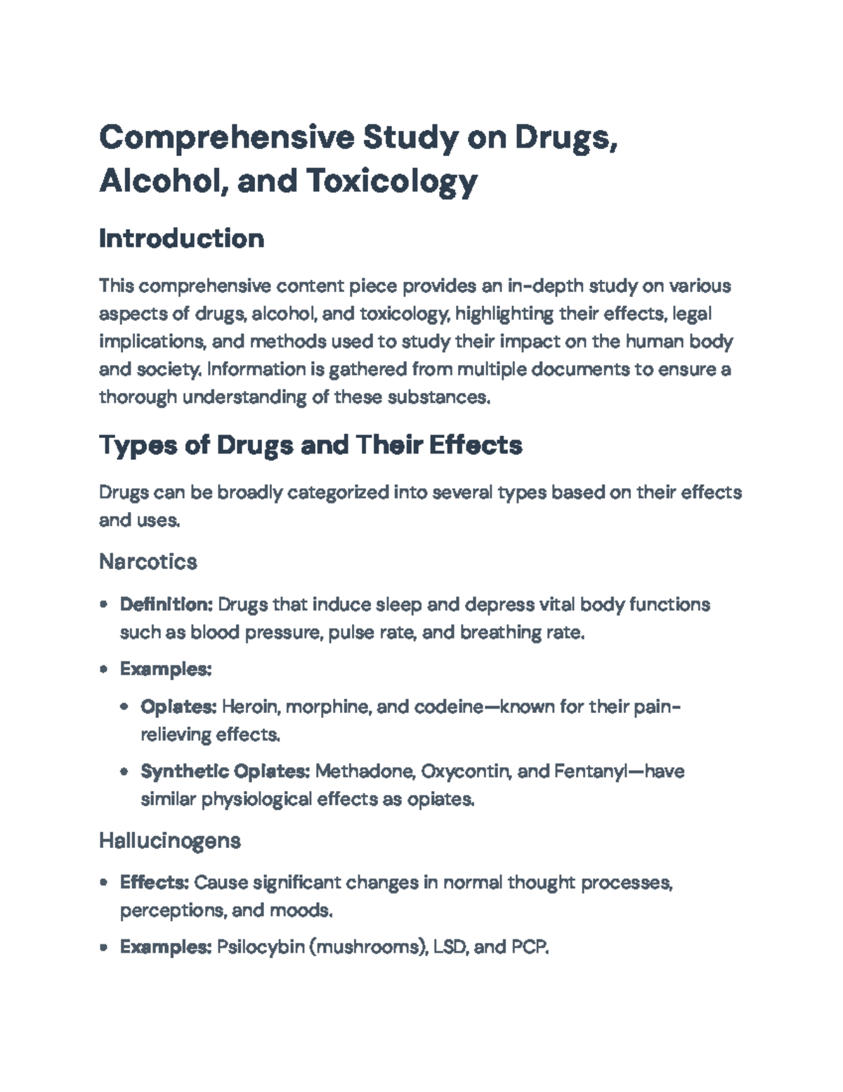 Comprehensive Study on Drugs, Alcohol, and Toxicology: Impacts & Laws ...