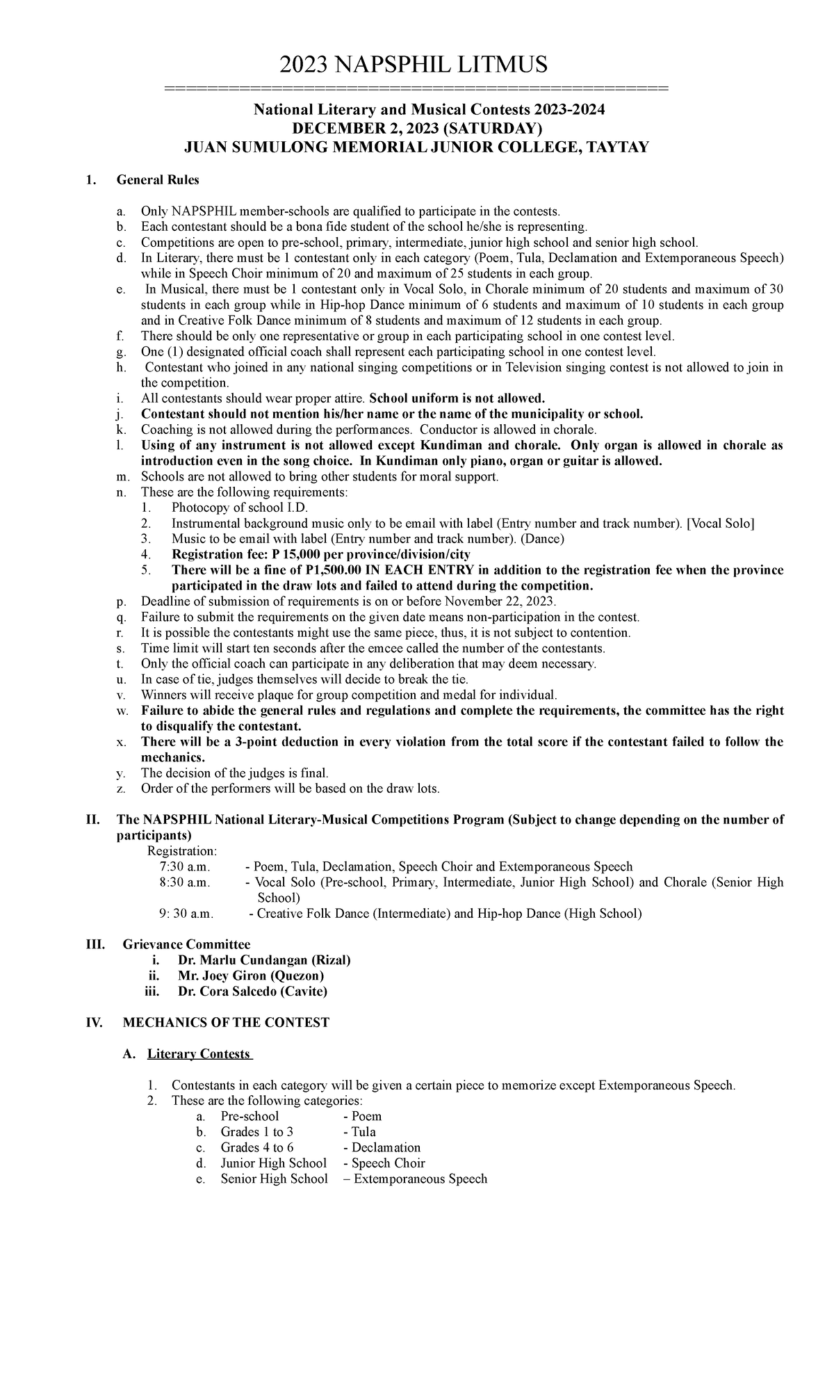 NAPSPHIL Litmus Contest Guidelines & Schedule 2023-1 - Studocu