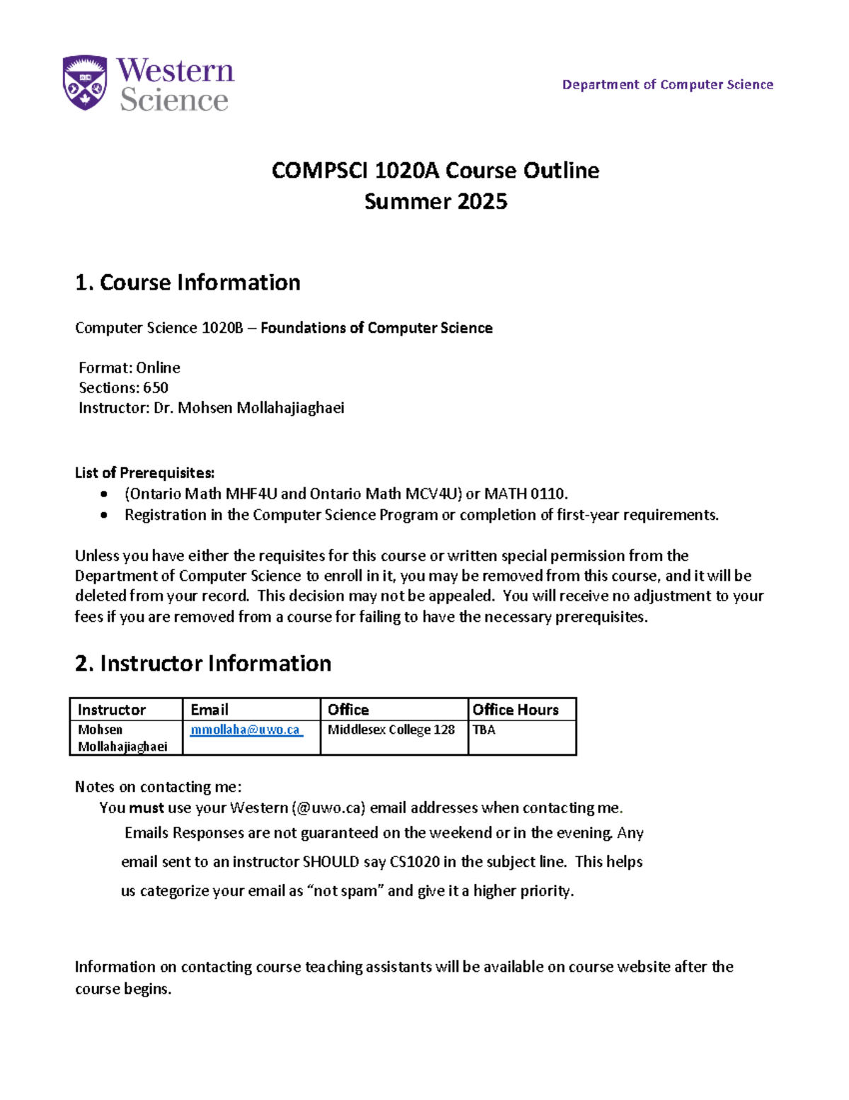 CS1020A Course Outline: Foundations of Computer Science Summer 2025 ...