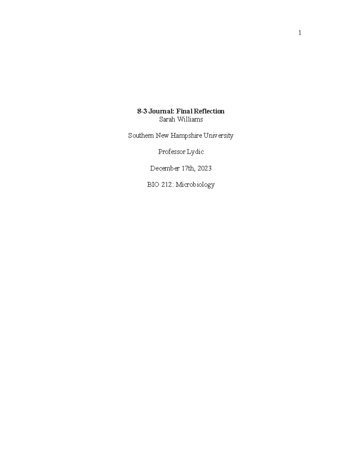 BIO 212: 8-3 Final Reflection on Probiotics and Food Safety - Studocu