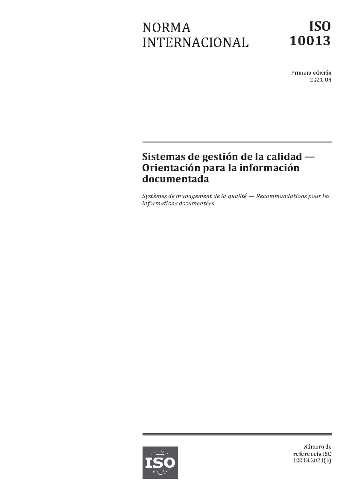 ISO 10013:2021 Orientaciones para la Información Documentada en SGC ...
