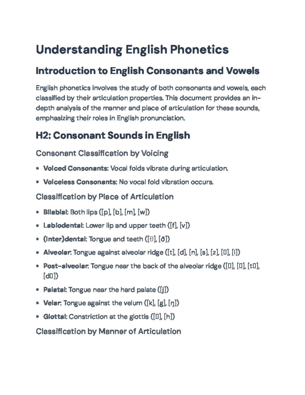 Understanding English Phonetics: Consonants and Vowels Overview ...