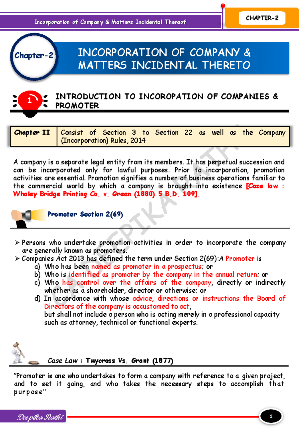 CA Inter Law: Incorporation of Company & Matters Incidental - Part 1 ...