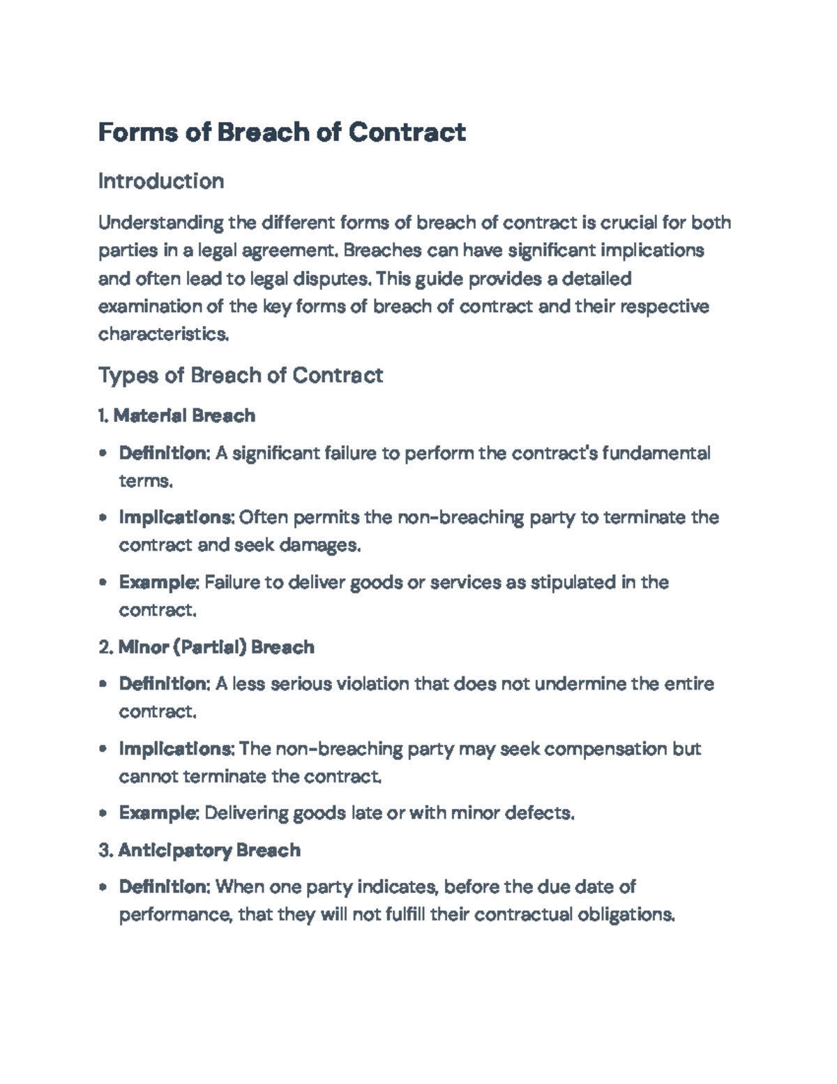 Understanding Breaches of Contract and Legal Remedies in Law 101 ...