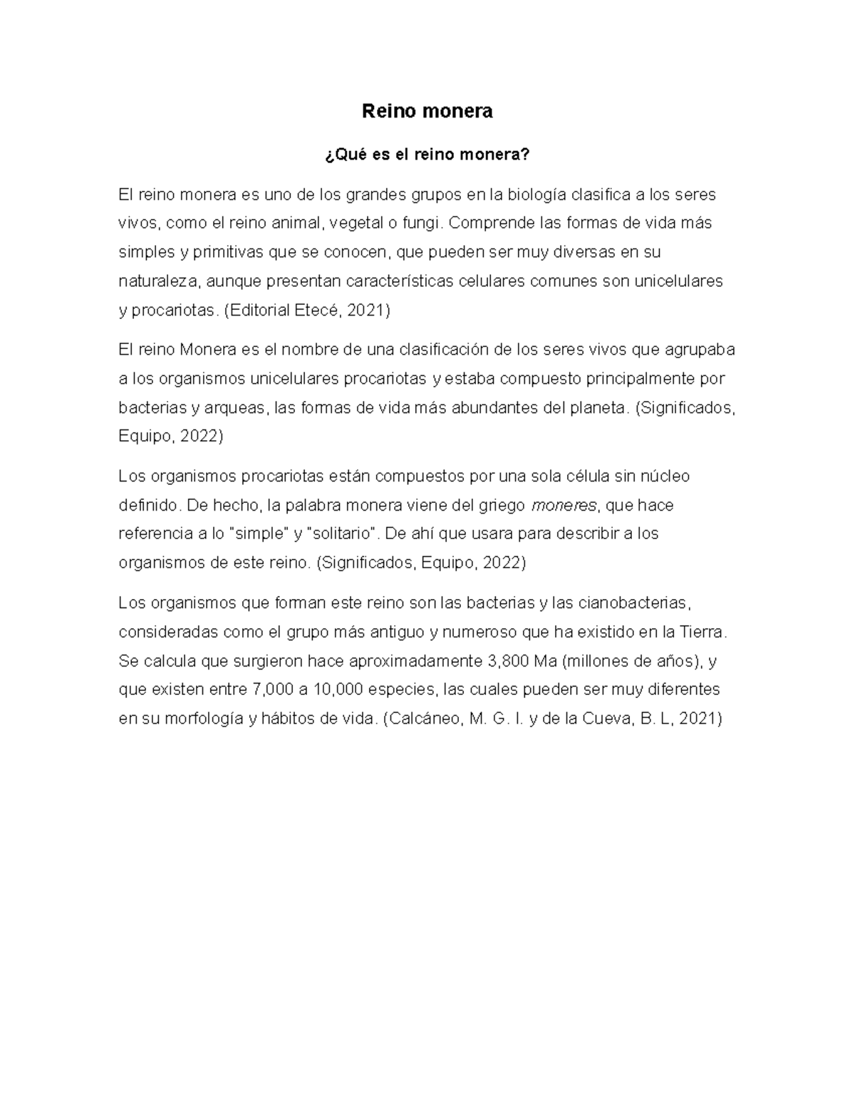 Características y Clasificación del Reino Monera en Biología - Studocu