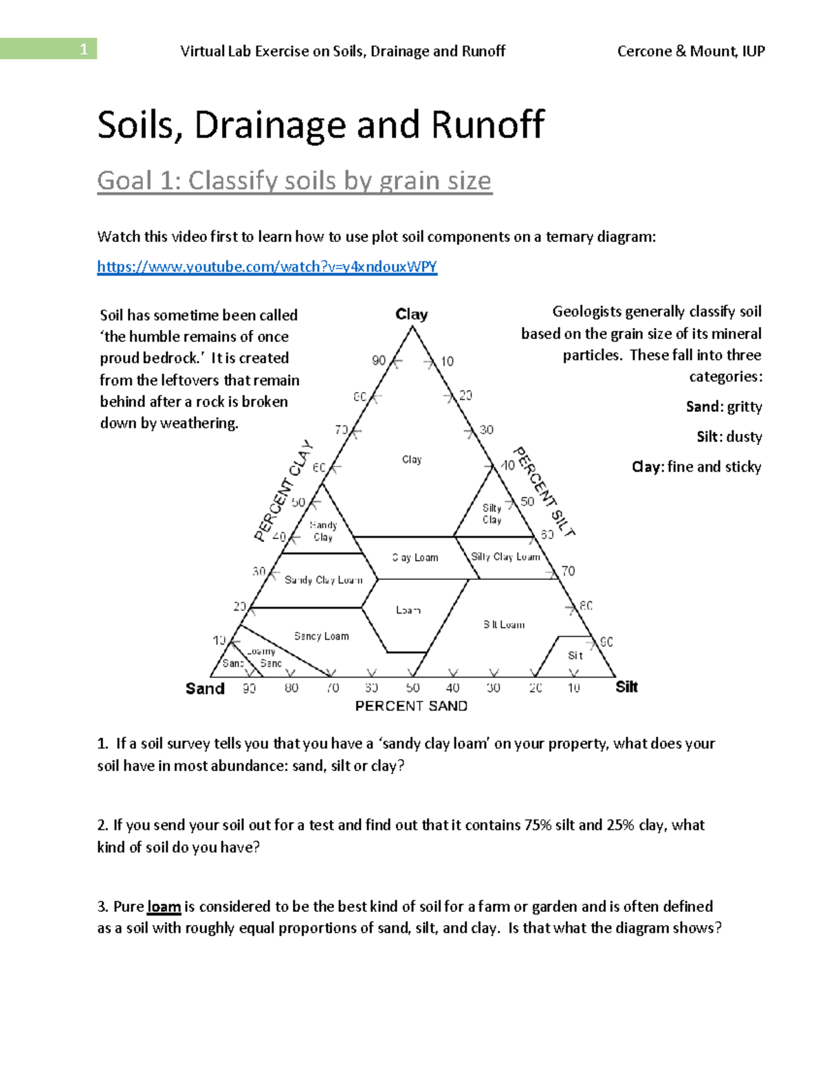 Virtual Lab Exercise on Soils, Drainage & Runoff (IUP) - Studocu