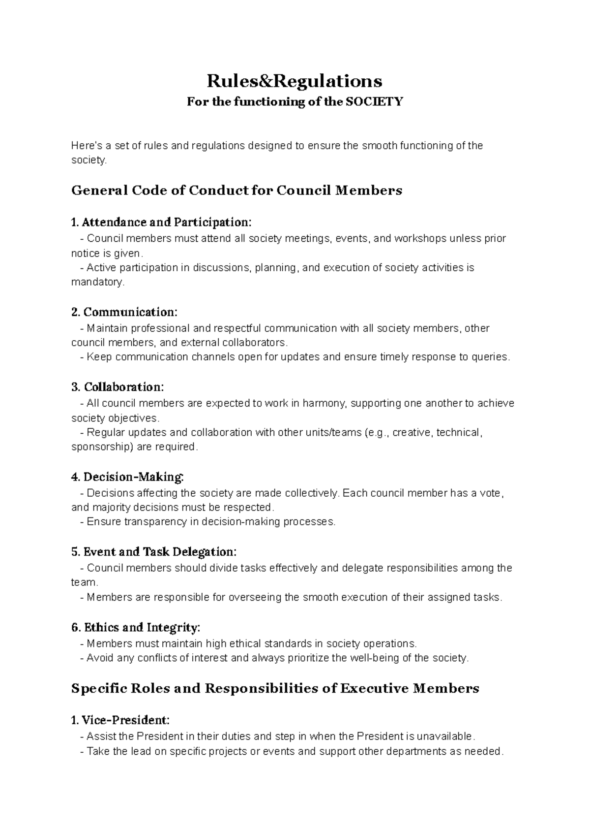 Operating System - Rules&Regulations For the functioning of the SOCIETY ...