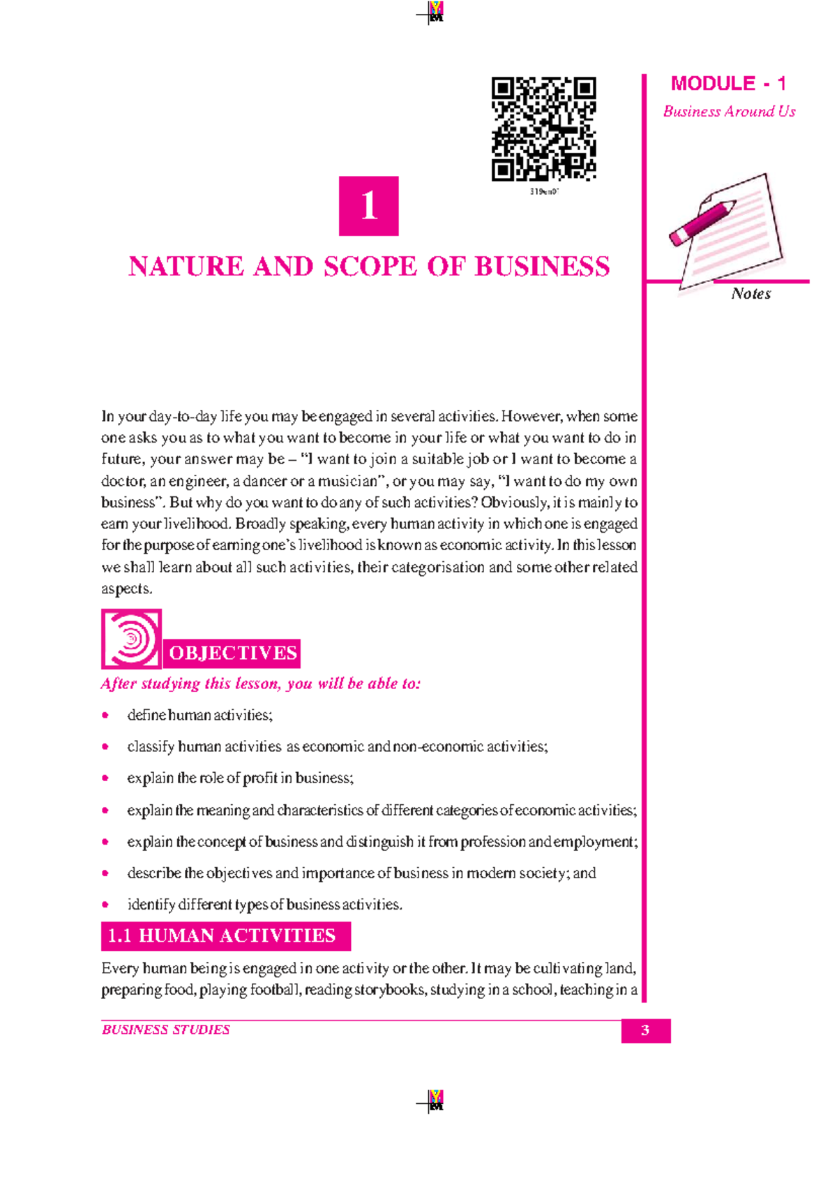 BUSINESS STUDIES 1: Nature and Scope of Business - Module 1 Notes - Studocu