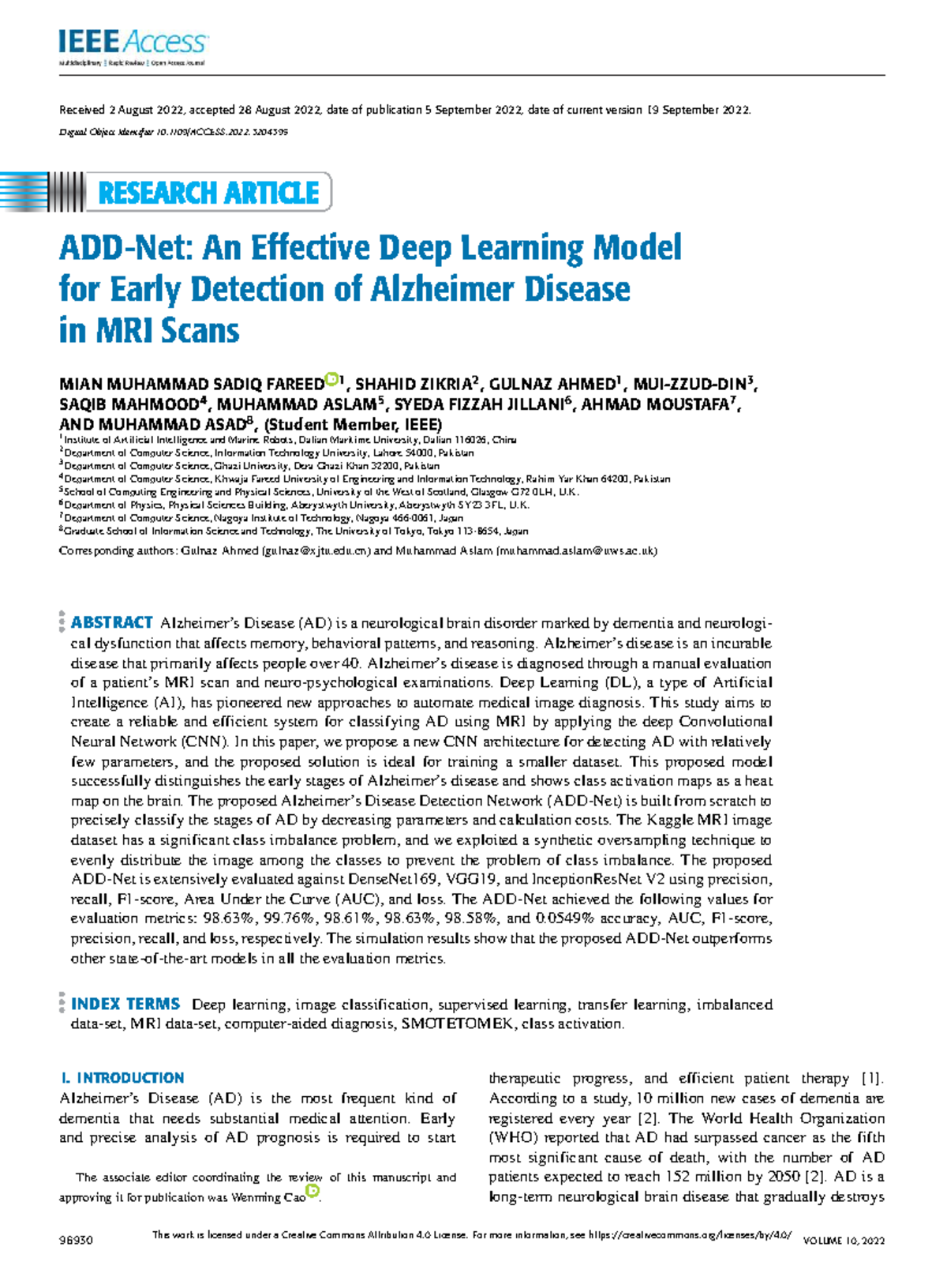 ADD-Net: An effective deep learning model for early detection of ...