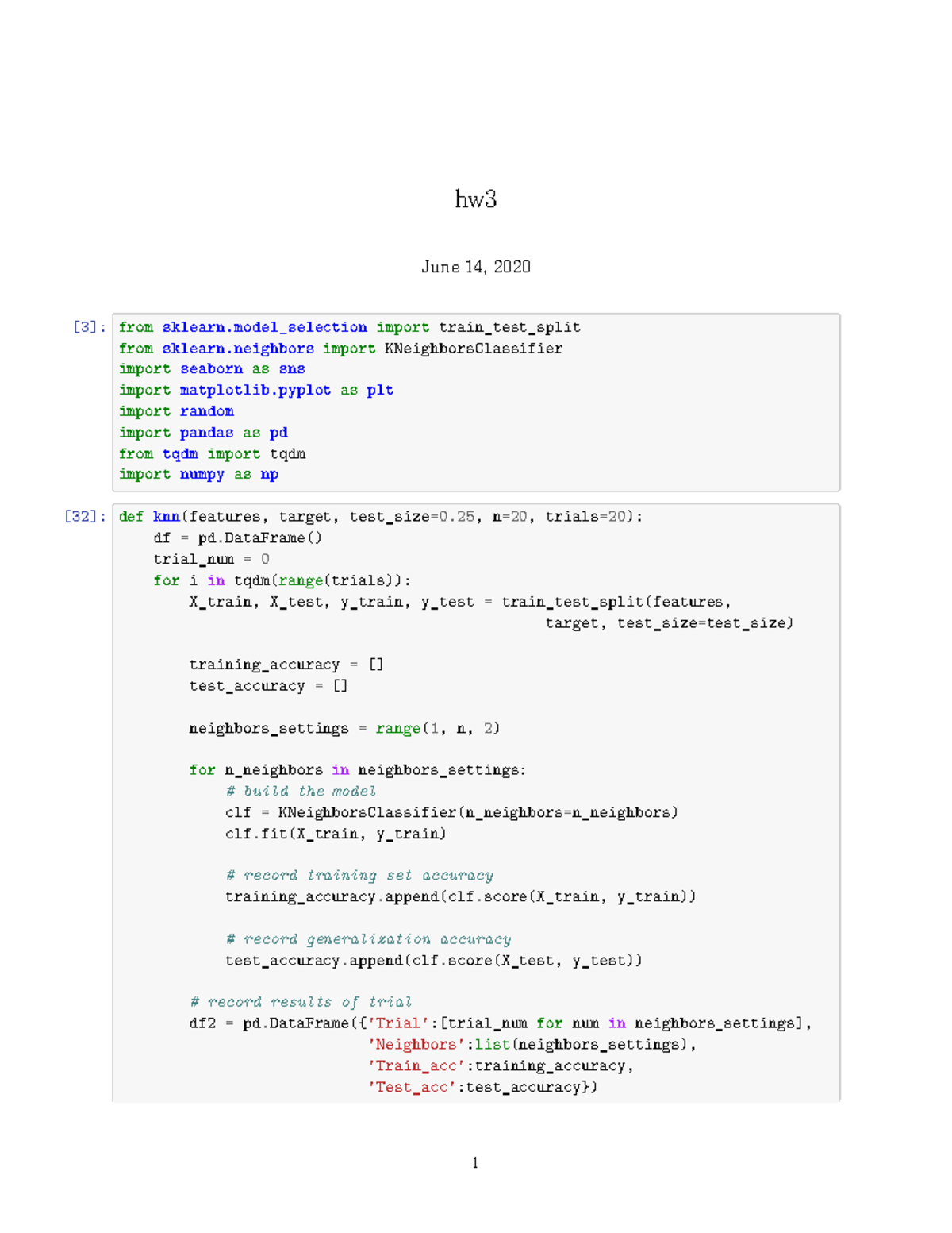 KNN Approach to MNIST Dataset - Homework 3 Analysis & Code - Studocu