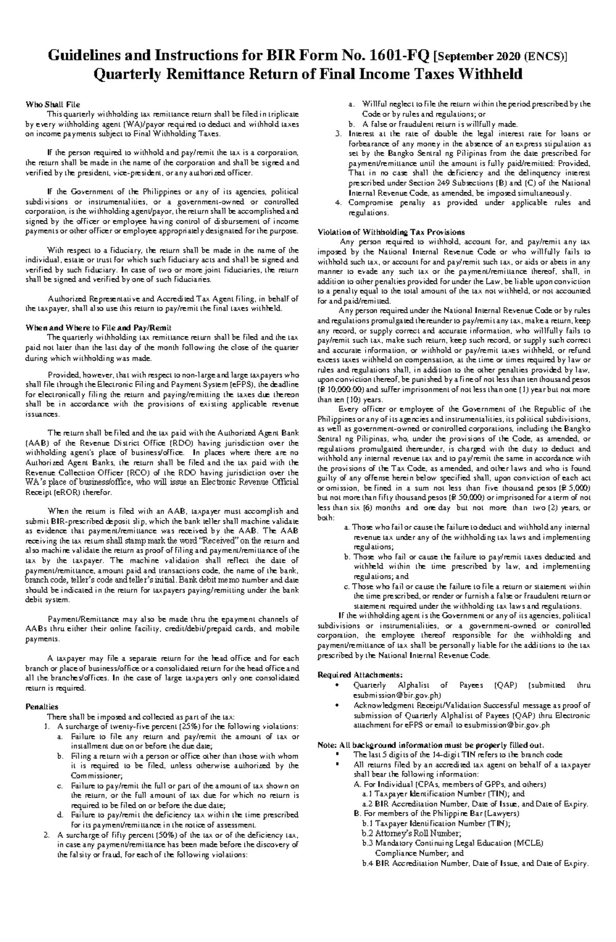 1601-FQ Sep 2020 Guide - IMPORTANCE OF WITHHOLDING TAX SYSTEM It is ...