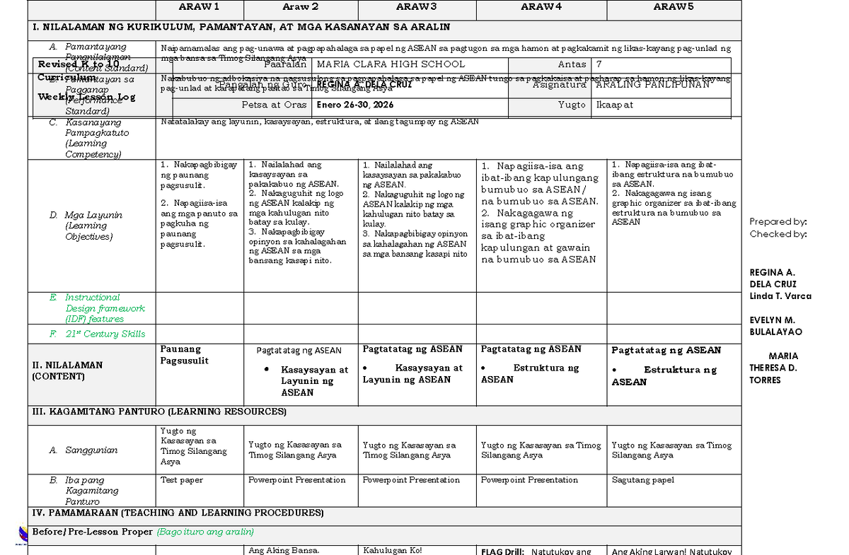 AP7-Midterm Lesson Plan on ASEAN and Southeast Asian History - Studocu