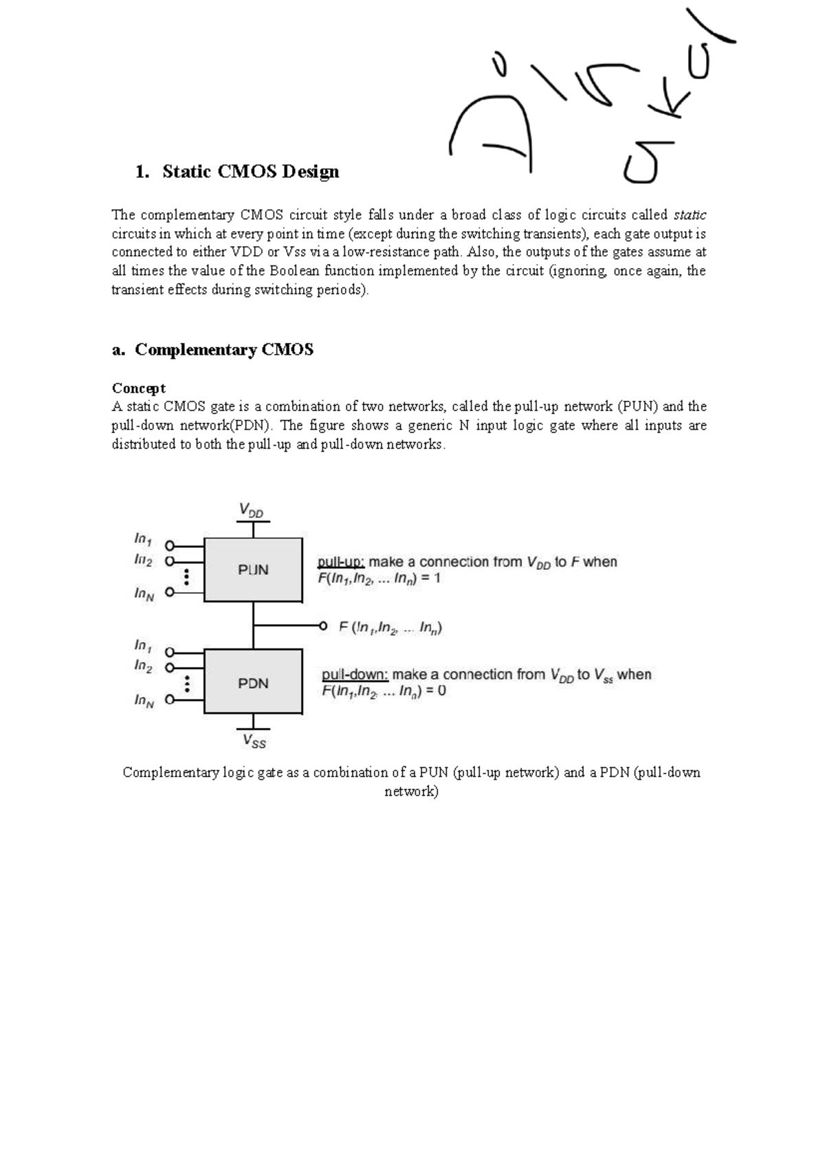 Static CMOS Design Concepts and Ratioed Logic Analysis - Studocu