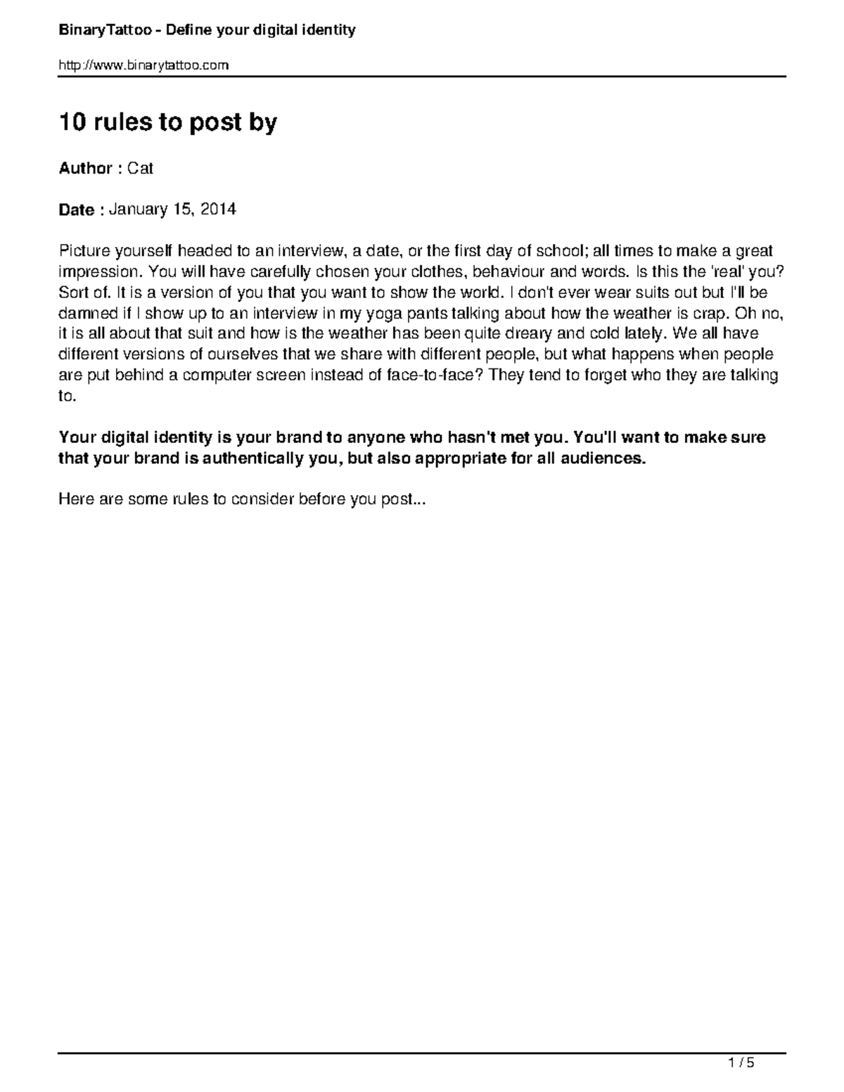 10 rules to post by - dfdfd - binarytattoo 10 rules to post by Author ...