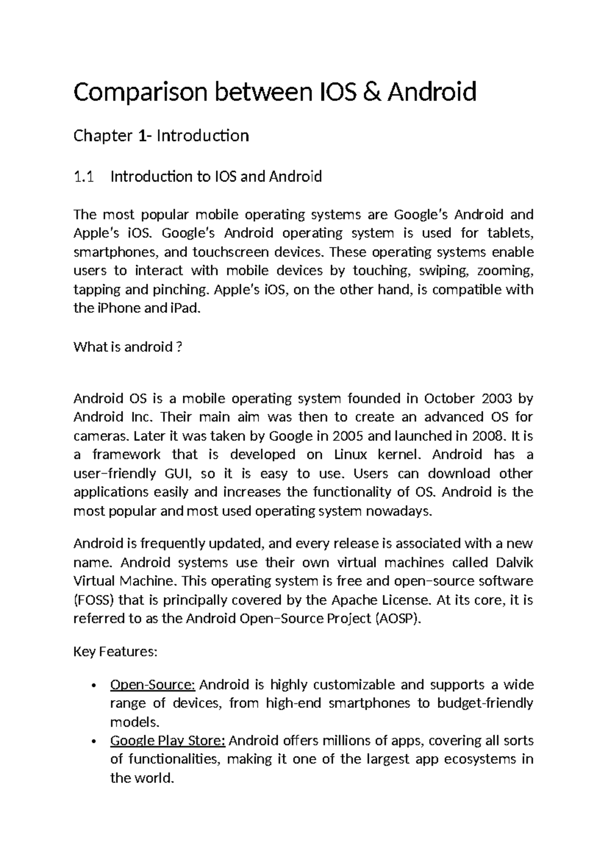 Comparison between IOS & android - Comparison between IOS & Android ...
