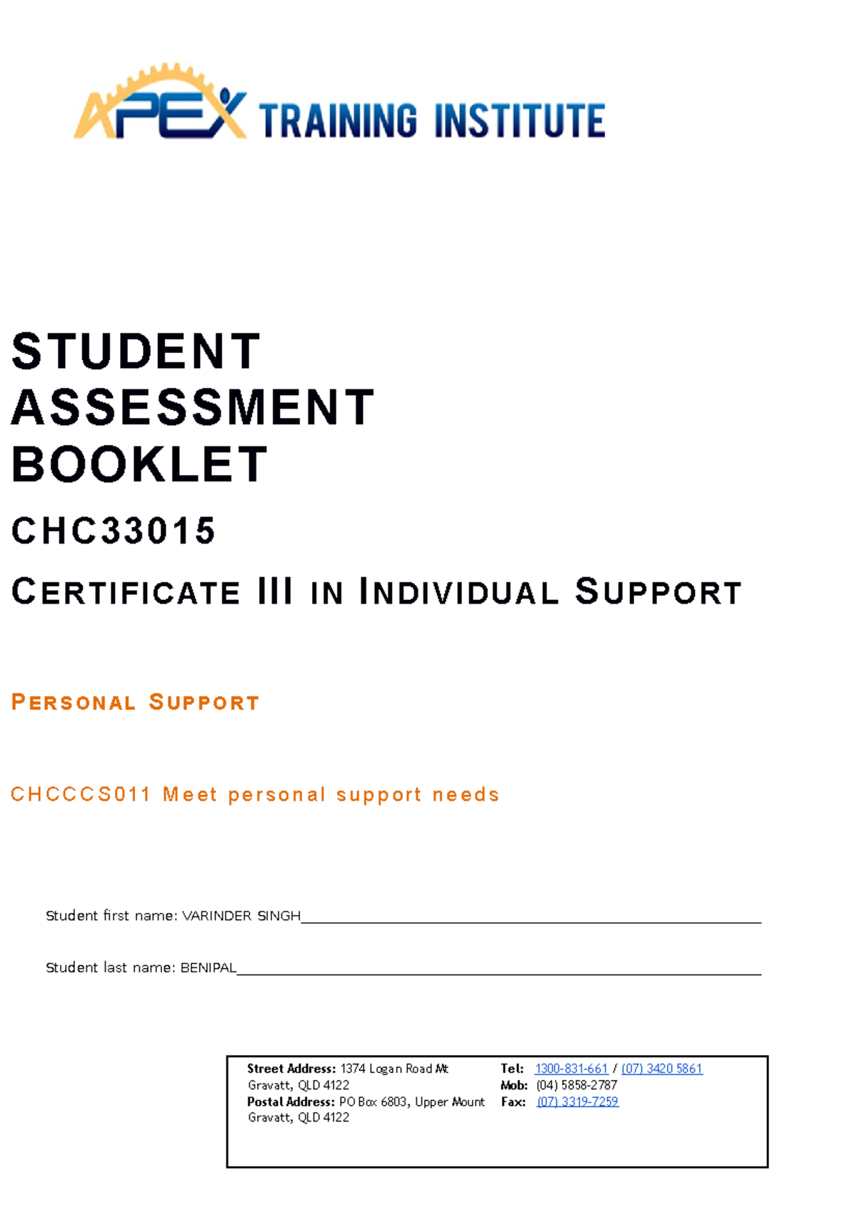 SAB Chcccs 011 Meet personal support needs - P E R S O N A L S U P P O ...
